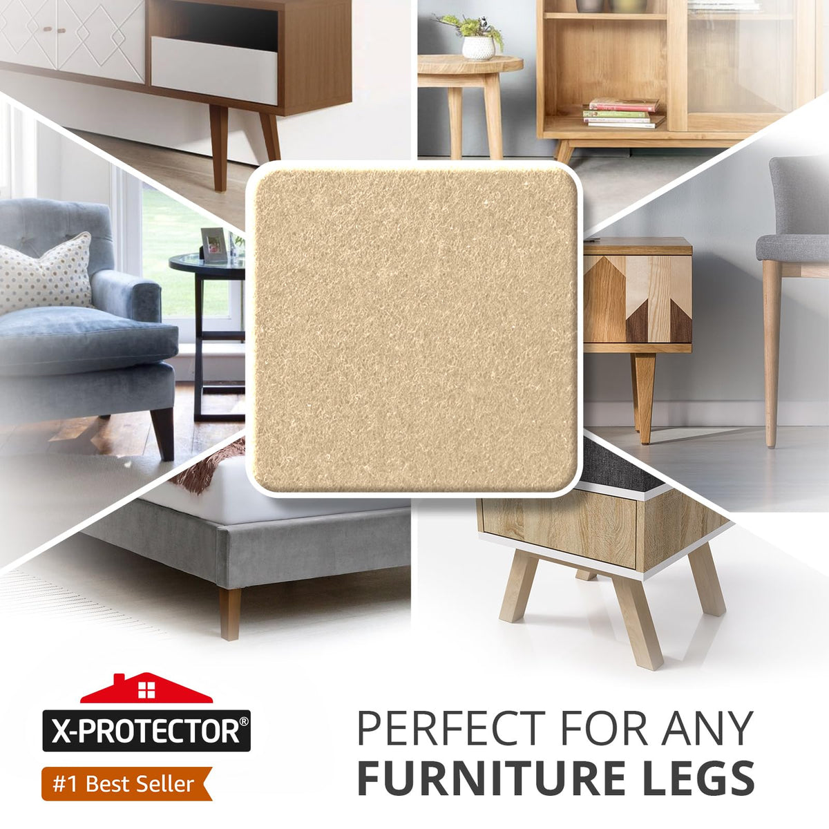 Chair Pads Floor Protectors X-PROTECTOR 48 PCS 25mm - Felt Furniture Pads