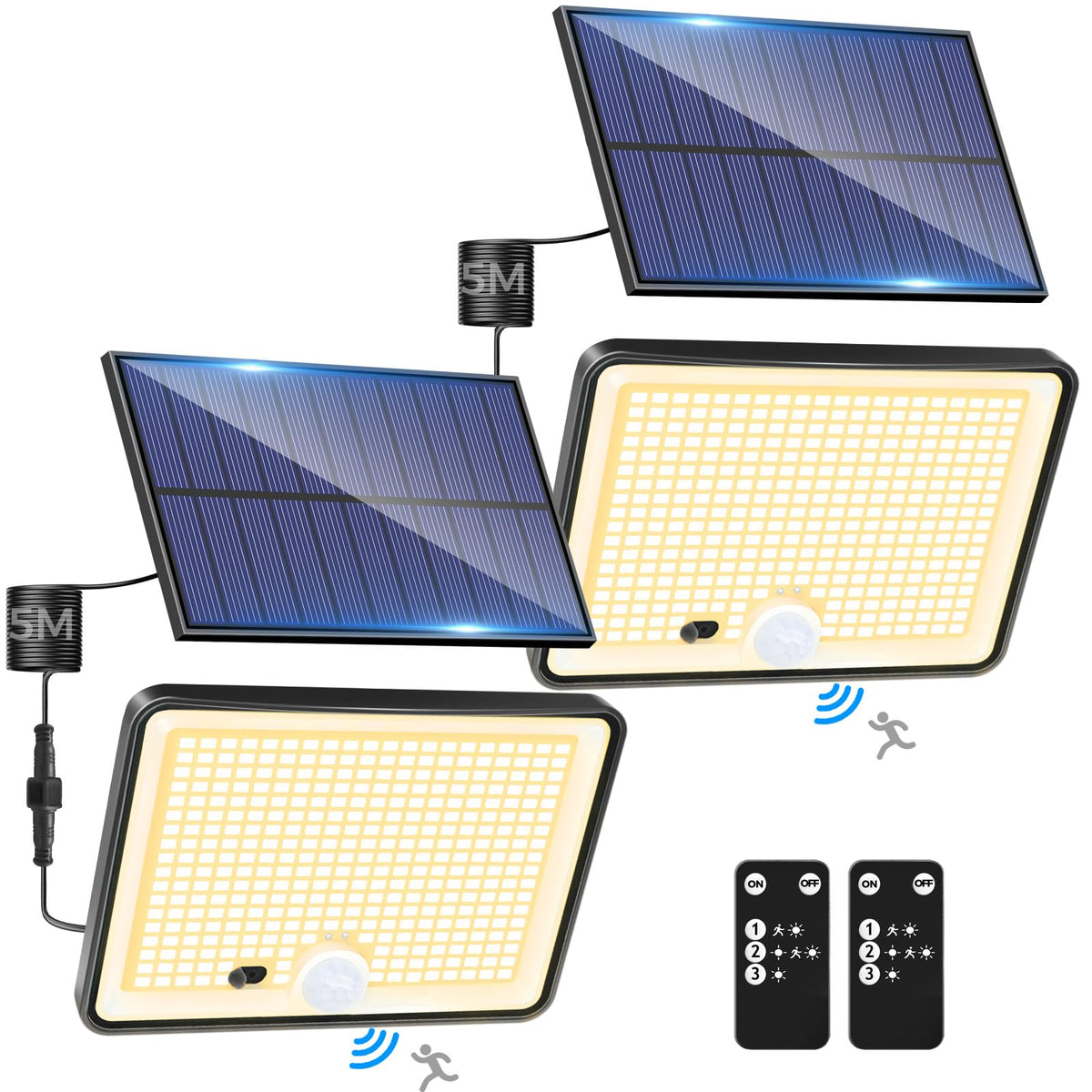 LOTMOS Solar Lights Outdoor, 342LED Remote Security Lights Motion Sensor