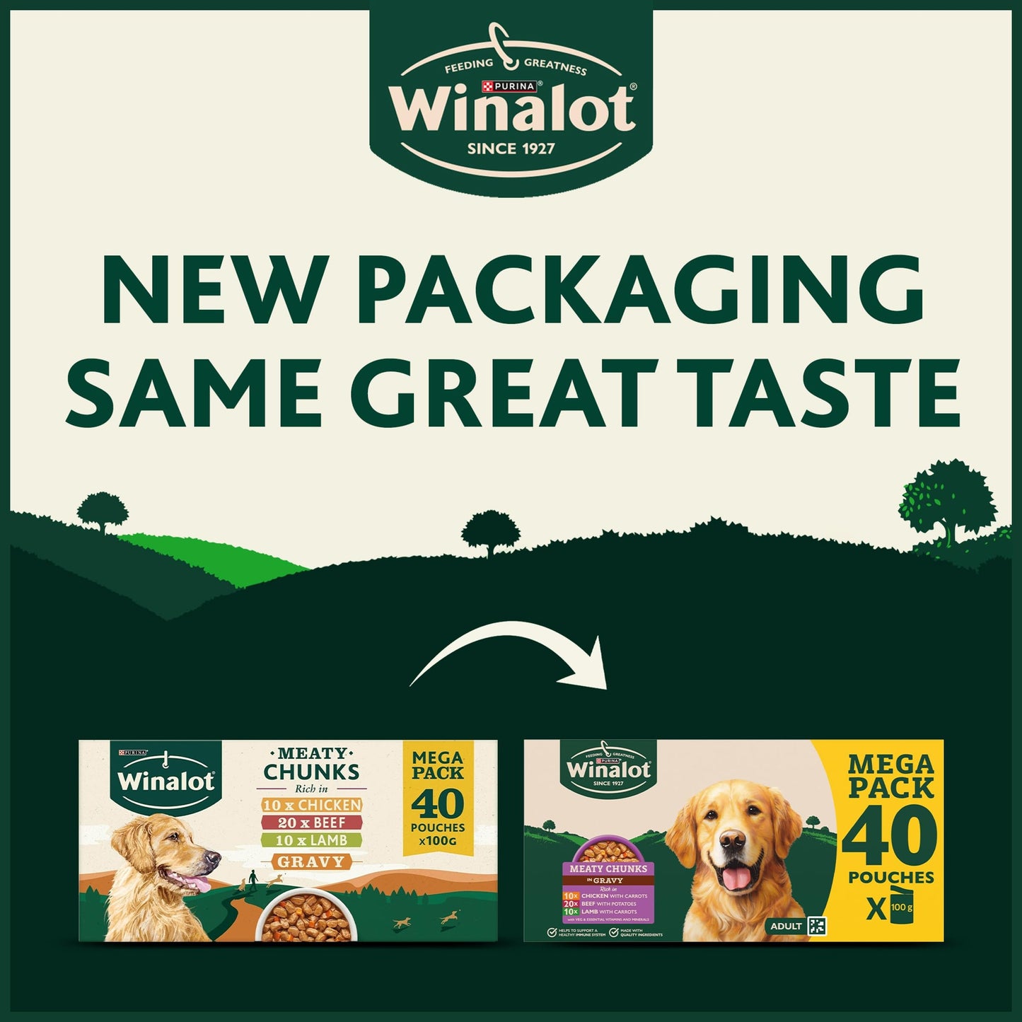 WINALOT Sunday Dinner Mixed in Gravy Wet Dog Food Pouches 40x100g