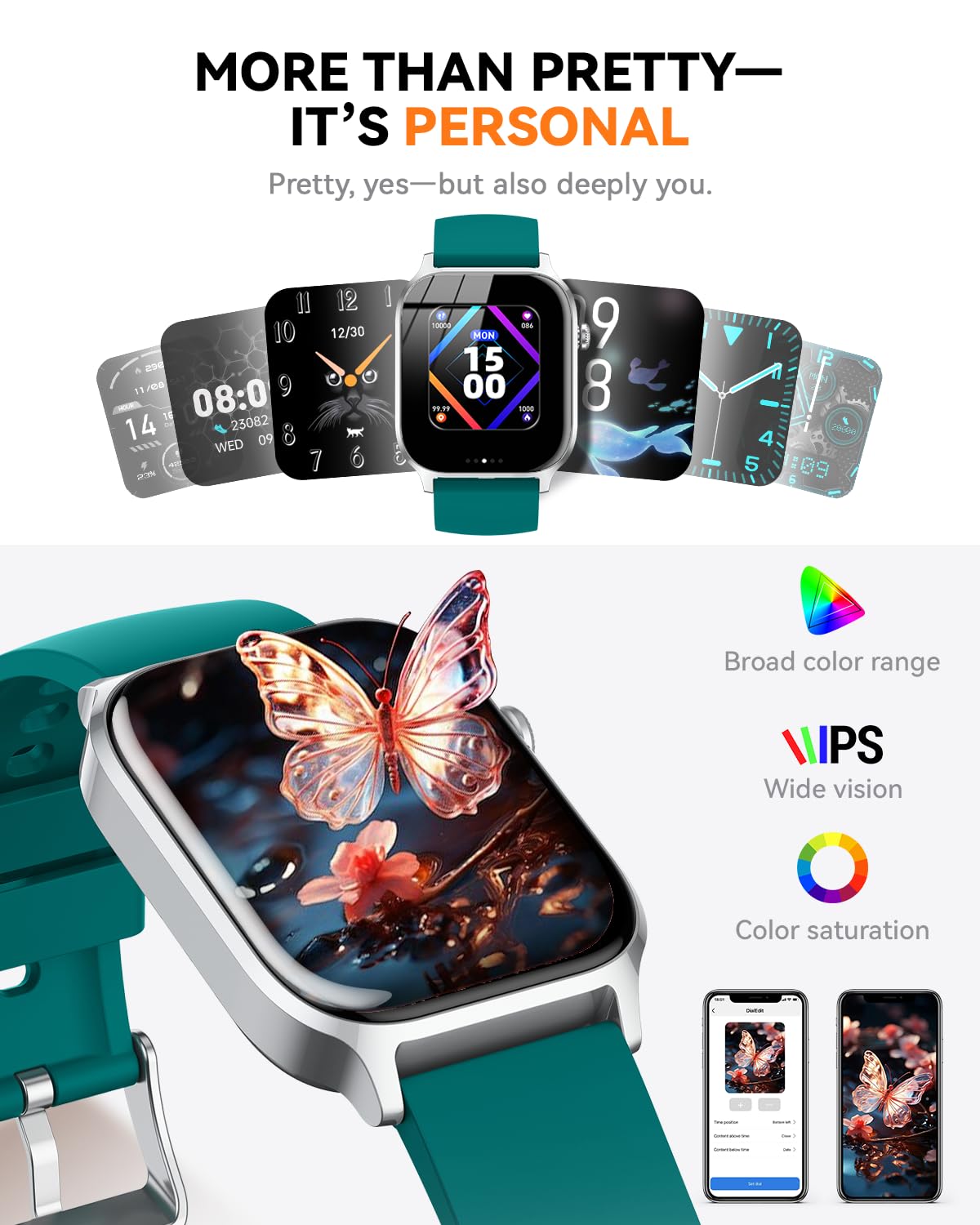 Smart Watch for Men Women- Answer/Make Call, 2024 IP68 Waterproof Fitness Tracker Watch with Sleep Step Counter Activity Smartwatch for Samsung Android iPhone iOS (Black-Blue, 1.83)