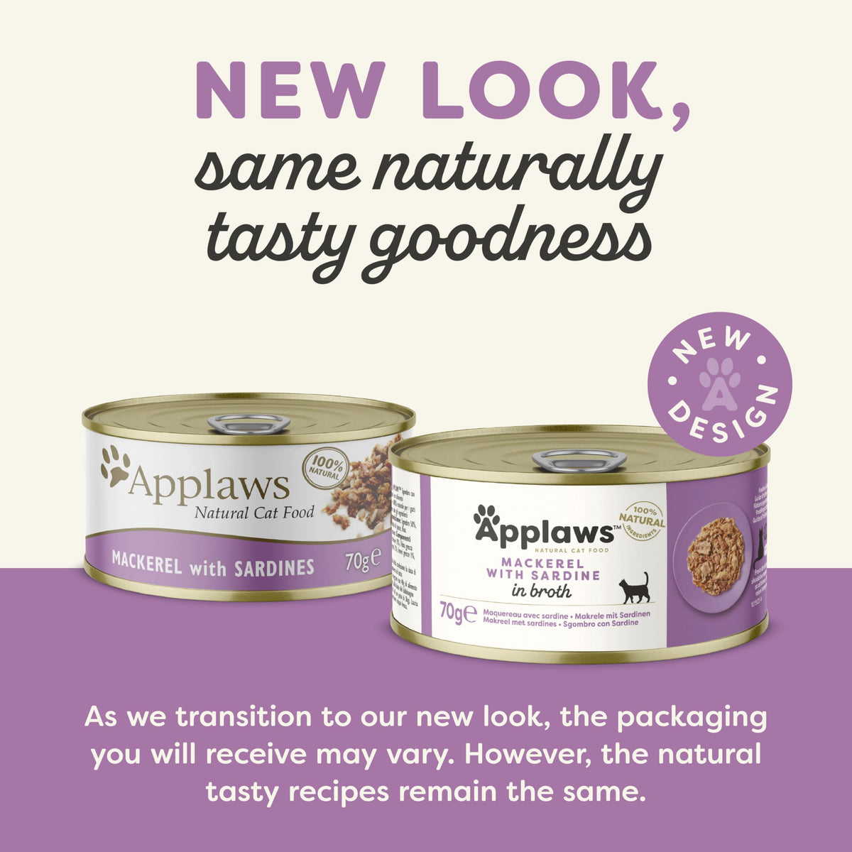 Applaws 100% Natural Wet Cat Food 24 x 70g Tuna Fillet Tins in Broth