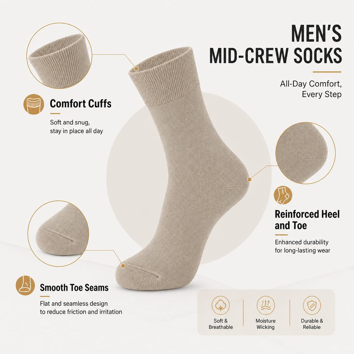 WeciBor Men's Bamboo Seamless Socks 6/12 Pack