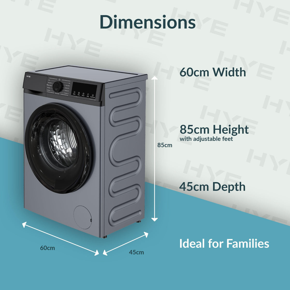 HYE Washing Machine - 7KG Drum, 1200RPM, White