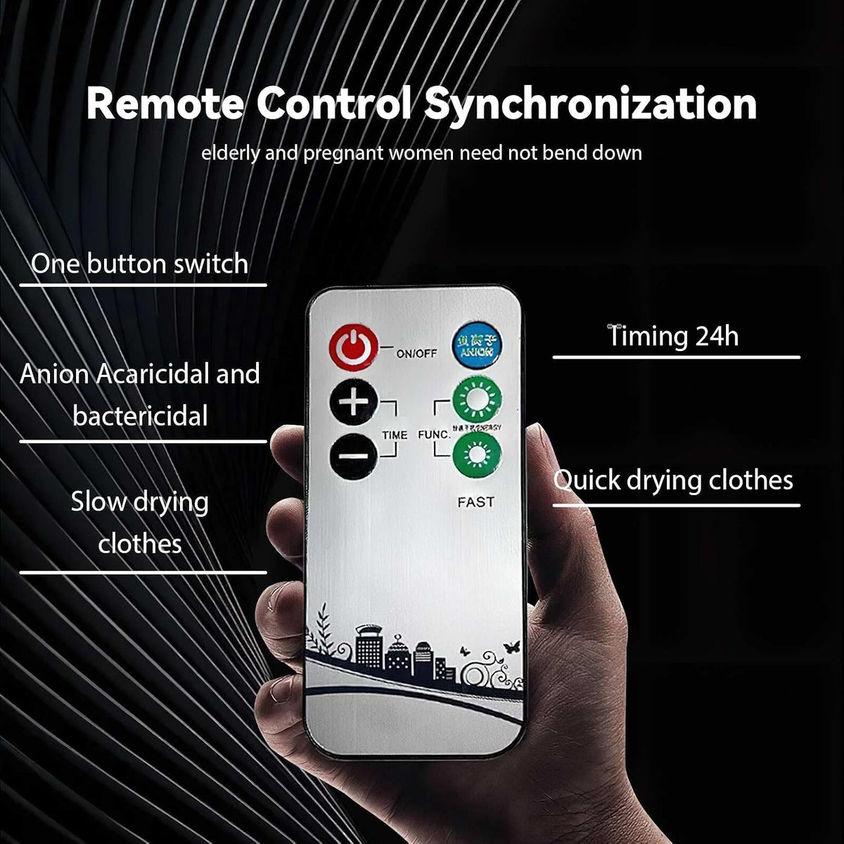 1500W Portable Electric Clothes Dryer with Remote Control,Energy-Efficient Heated Clothes Drying,Four Levels Adjustable Timer Cloth Drying Silent,House Laundry,Negative Ion Purification (White)