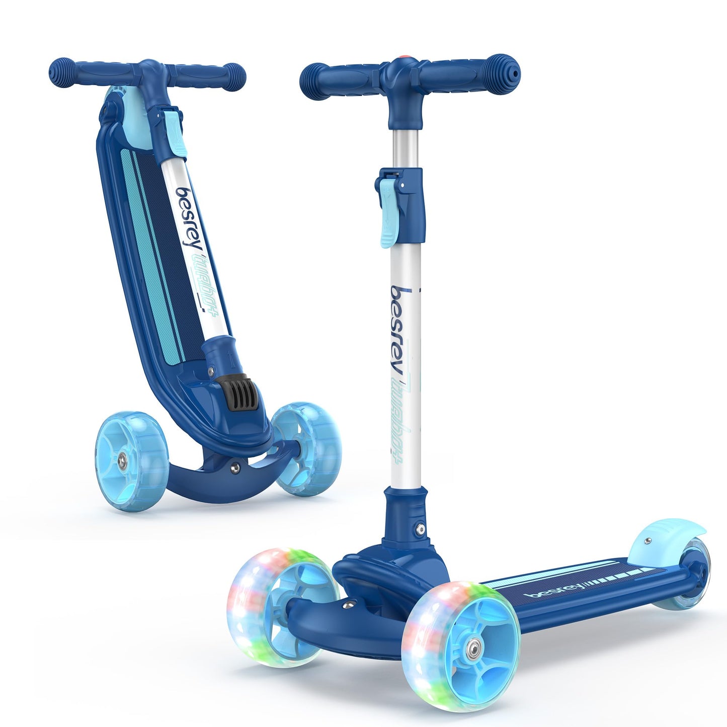 besrey 3-Wheel Toddler Scooter with Lean-to-Steer — Foldable, Anti-Slip Deck | Max 50 kg