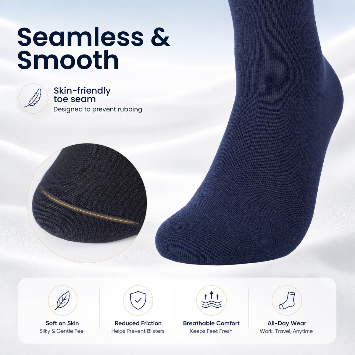 Mens Socks, 6/12 Pairs Cotton Business Socks for Men