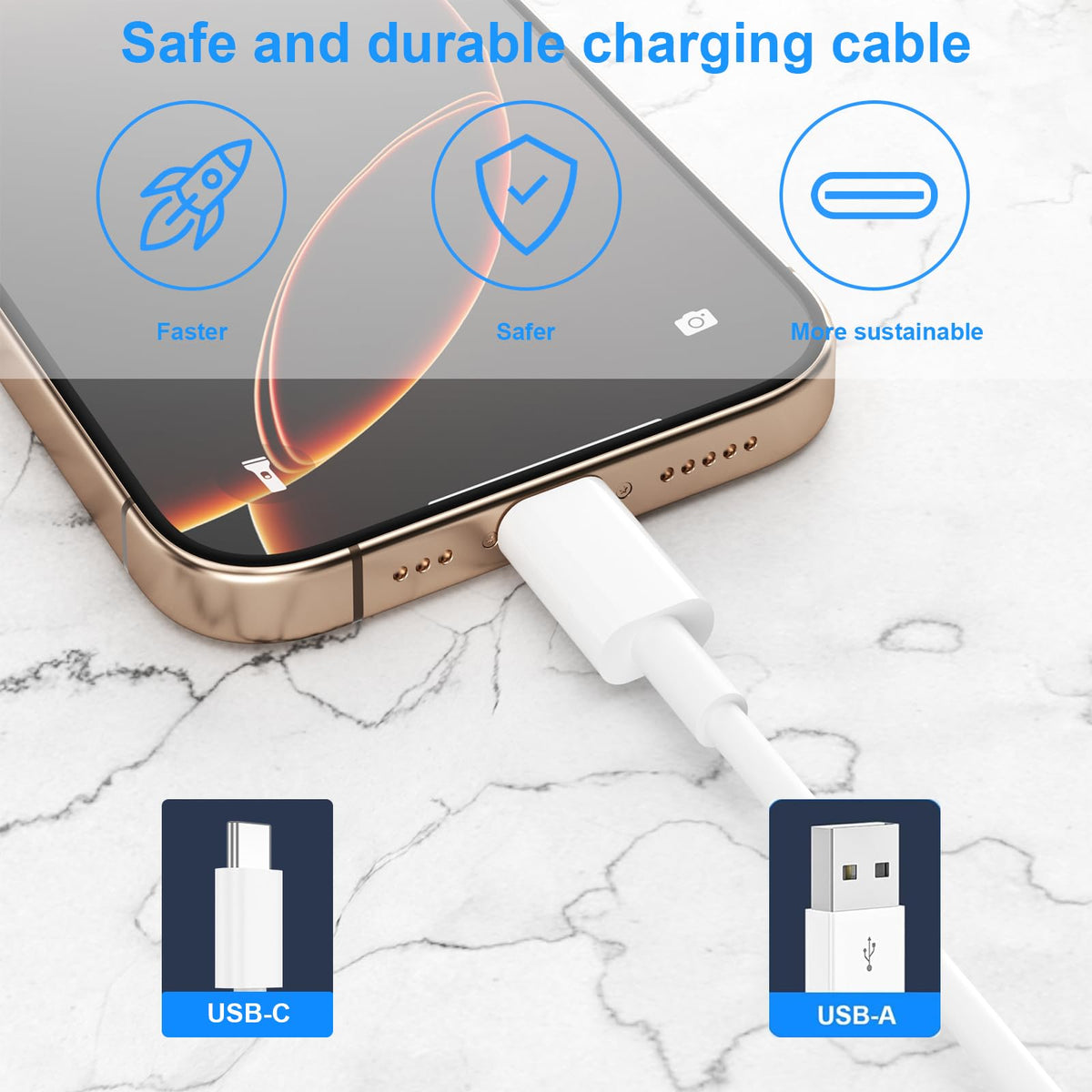 BSTOEM USB C Charger Cable, USB A to USB C Cable 3Pack 2M,Fast Type C Cable