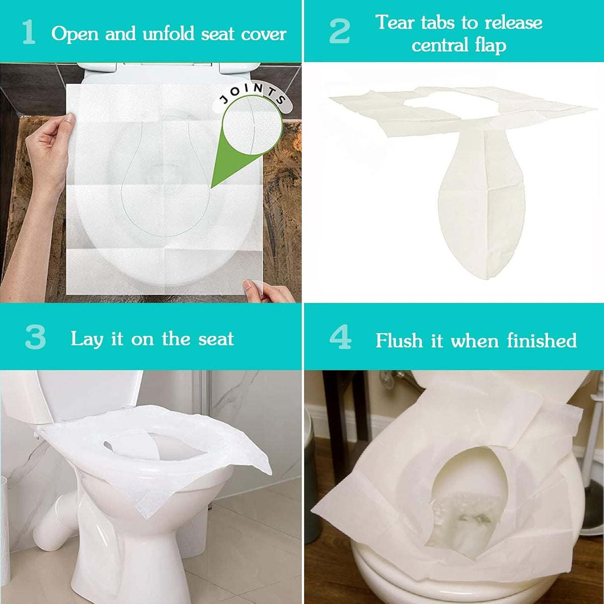 60PCS Disposable Toilet Seat Covers, Flushable Toilet Seat Covers for Kids Adults Pregnant Women, Disposable Toilet Seat Cover for Travel, Use in Public Toilets
