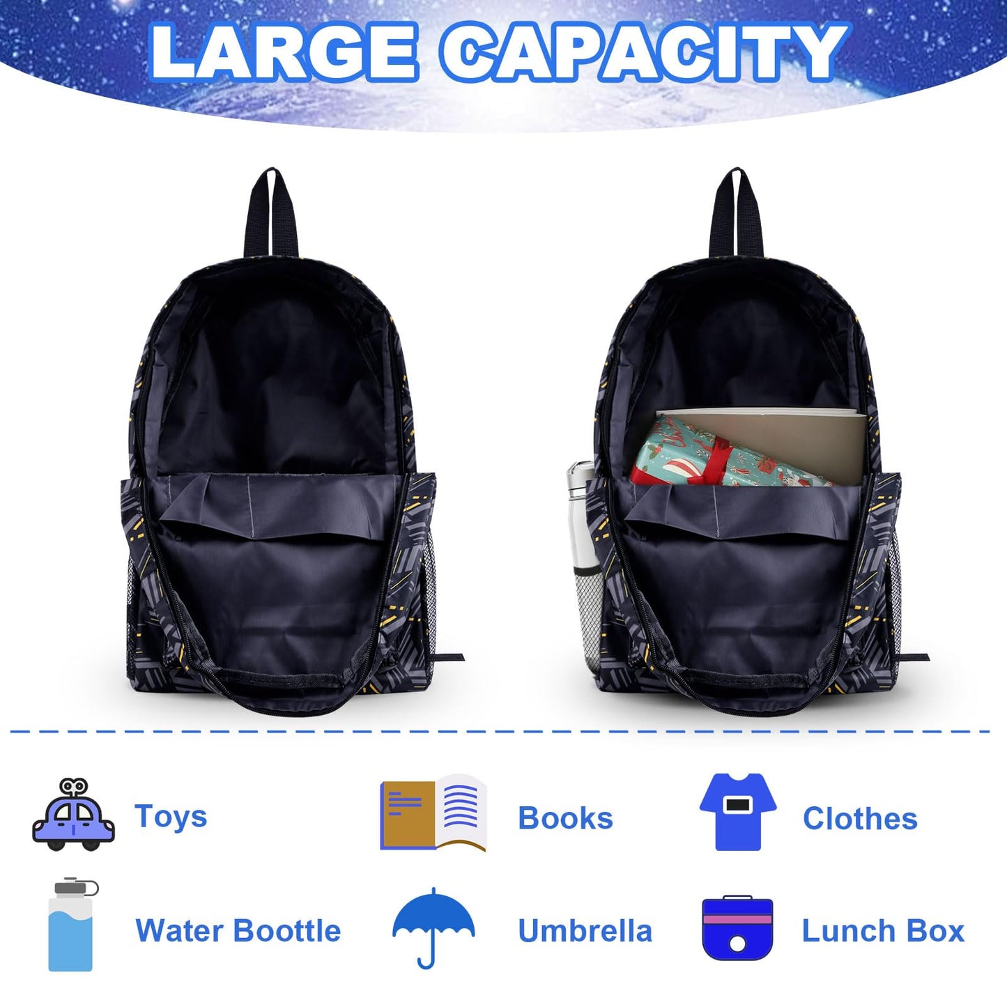 yumcute De-mn Backpack Kids, Teen Game School Bags, Children Primary Schoolbag, Children's School Backpack, 17 Inch Large Capacity Travel Rucksack Waterproof Boys Girls Book Bags for Aged 3-12 Years