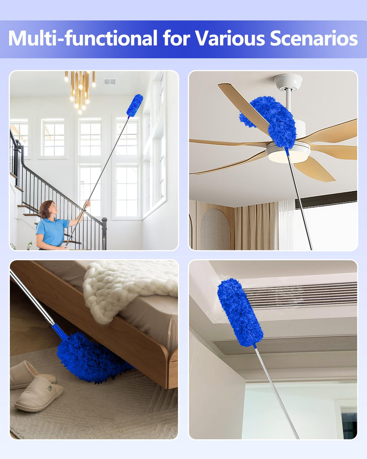 Fogray 2026 Upgraded 240cm Extendable Feather Duster with Soft Silicone Cap