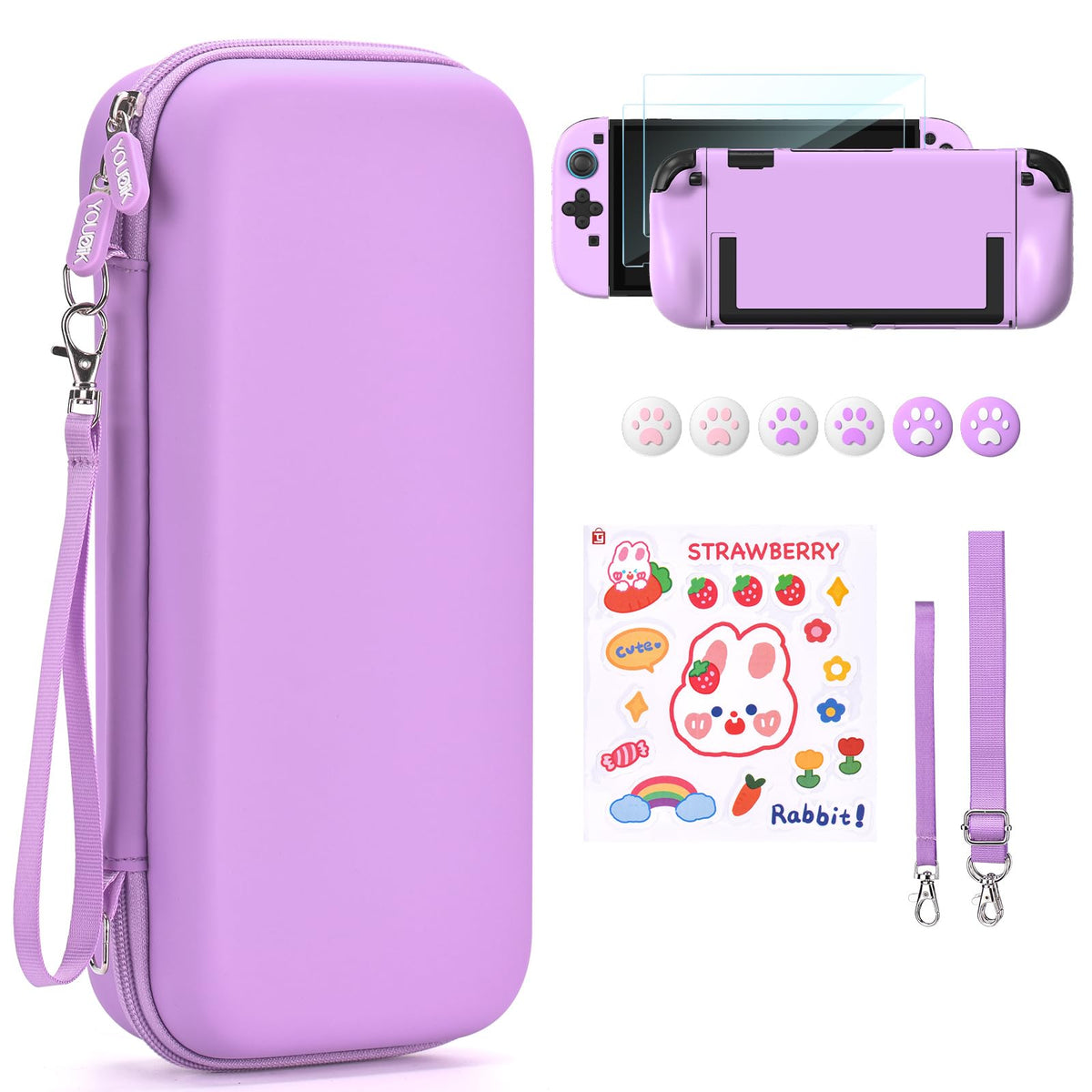 Younik Switch Accessories Bundle, 17 in 1 Switch Accessories Kit for Girls Include Switch Carrying Case with 9 Game Card Slots, Adjustable Stand, Protective Case for Switch Console & J-Con (Blue)