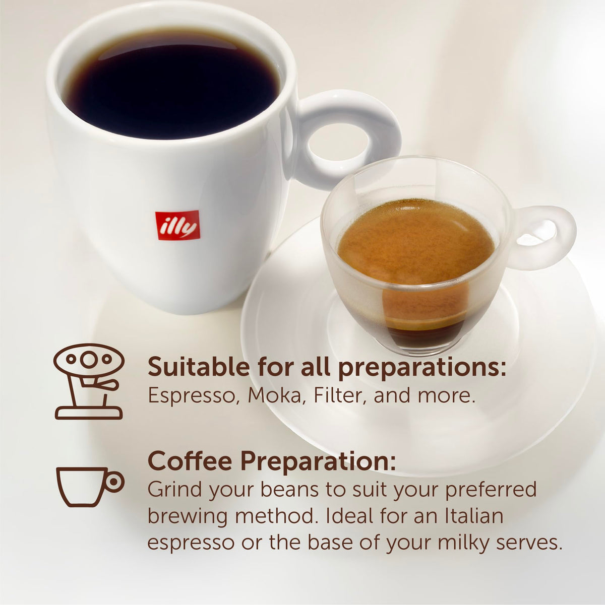 illy Classico Coffee Beans, 100% Arabica Blend, Medium Roast, Intensity 5/9, Smooth & Balanced with Caramel & Floral Notes, Suitable for Bean to Cup & Fresh Grinding, 250g