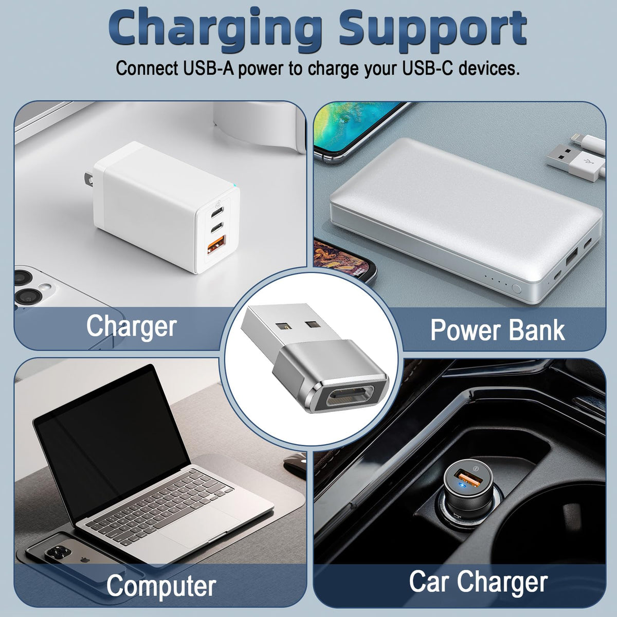 USB C to USB Adaptor, USB to USB C Adapter 3-Pack Charger Cable Converter