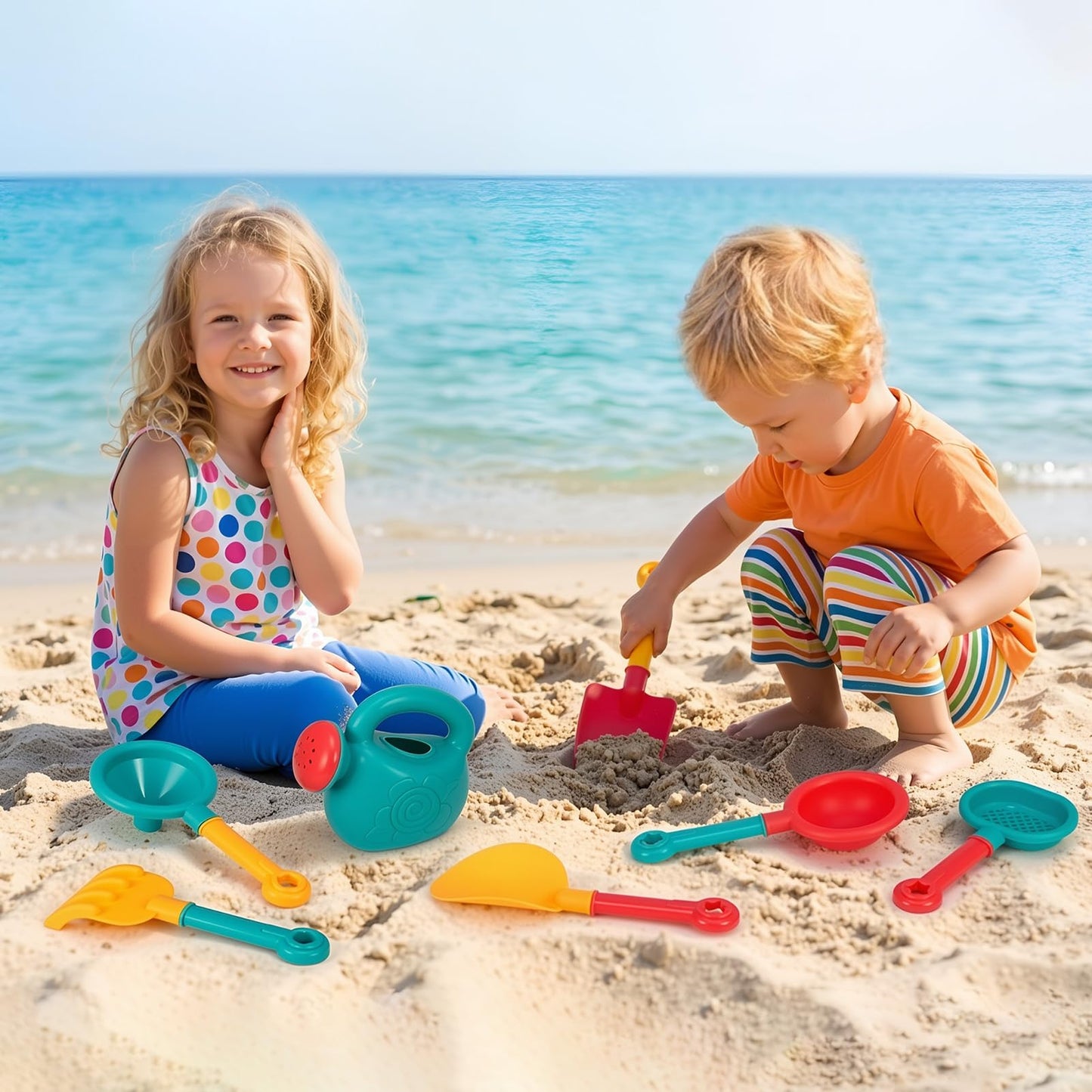 Beach Sand Toys Set, 19Pcs Sand Pit Toys With Collapsible Bucket and Spade Beach Set Kids Sand Sandpit Toys for Toddlers, Outdoor Fun Sand Toys for Boys Girls Toddlers Age 3 4 5 6 7 8