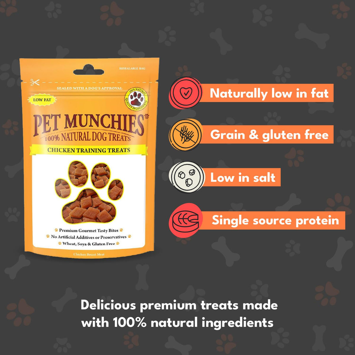 Pet Munchies Venison & Beef Liver Dog Training Treats, Grain Free Tasty Bites with Natural Real Meat, Low in Fat 50g