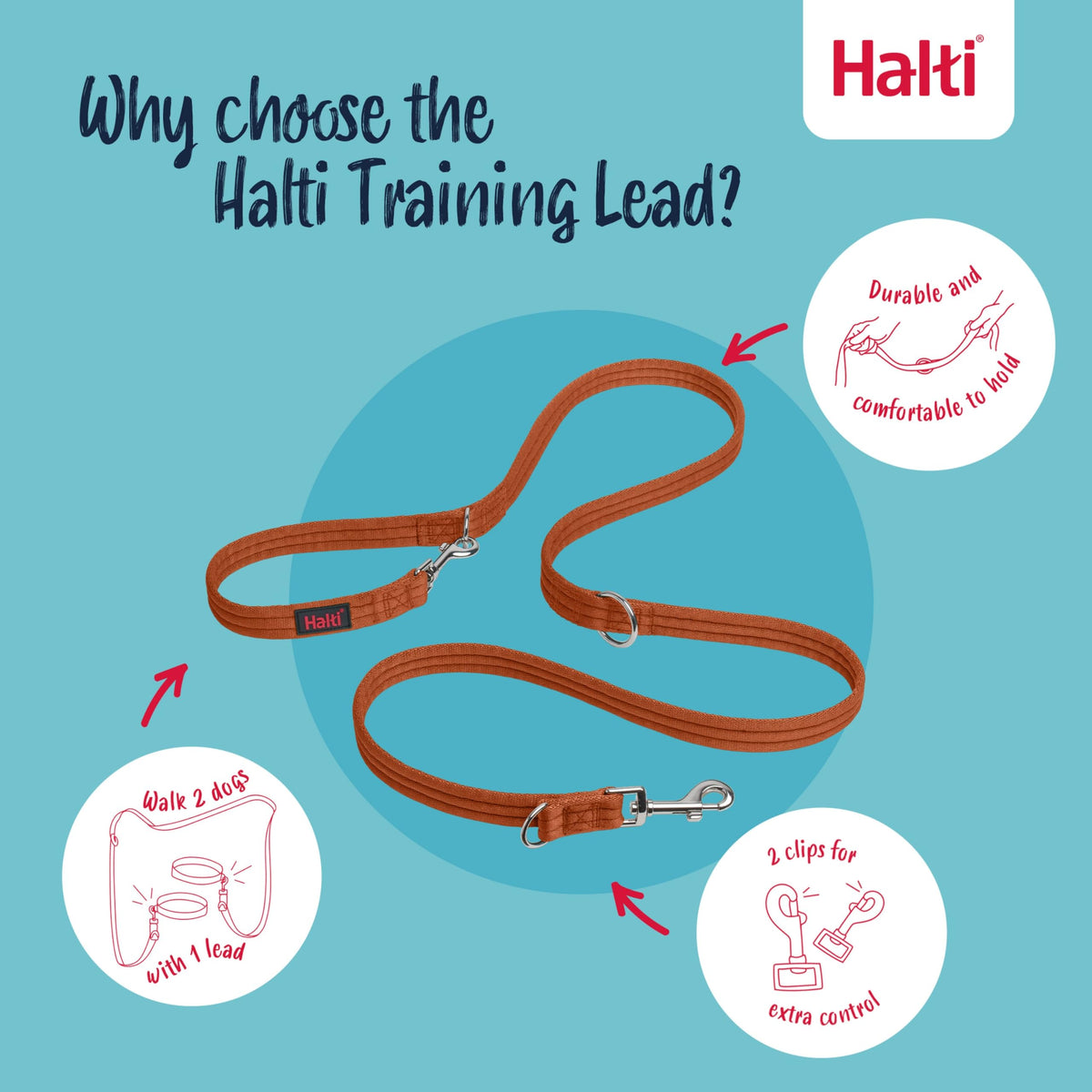 Halti Training Lead for Dogs | Size Small, Black, 2m