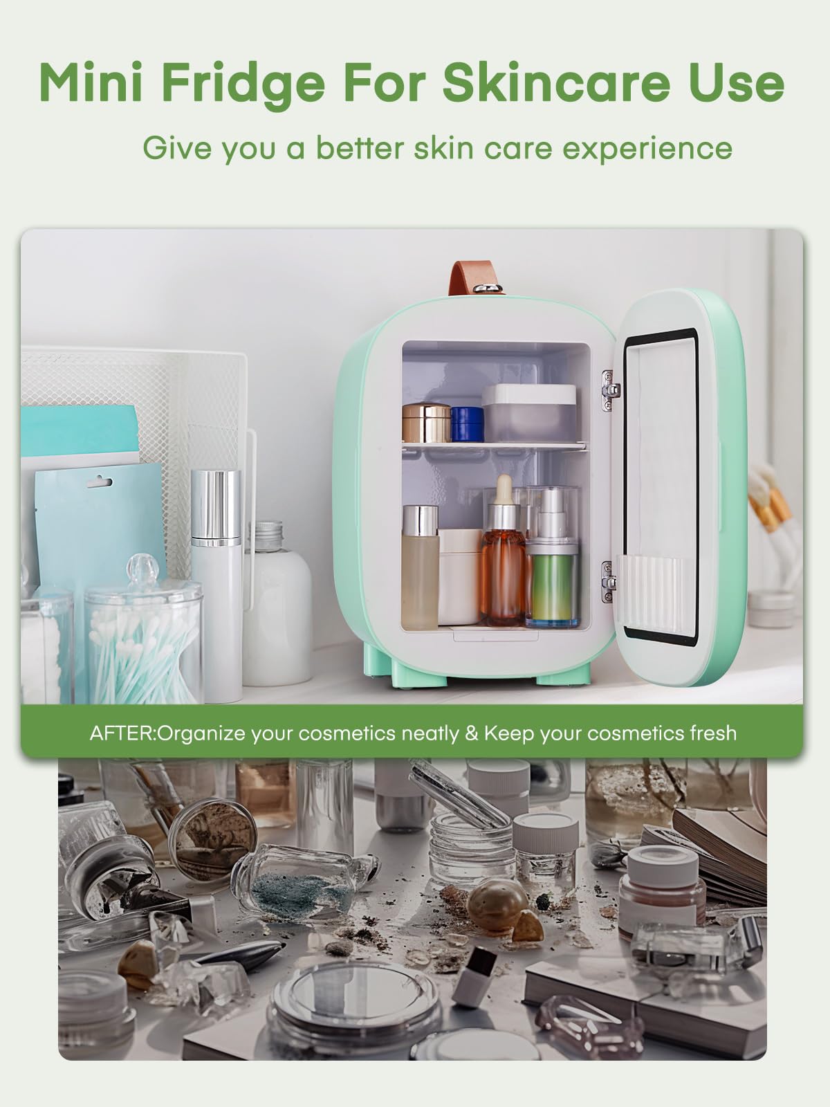 FOHERE Mini Fridge Portable, 5 Liter/6 Cans Small Fridge Cooler & Warmer, Quiet, DC/AC Power, Cmpact Mini Fridge for Bedrooms, Office, Skincare, Car, Travel, Black