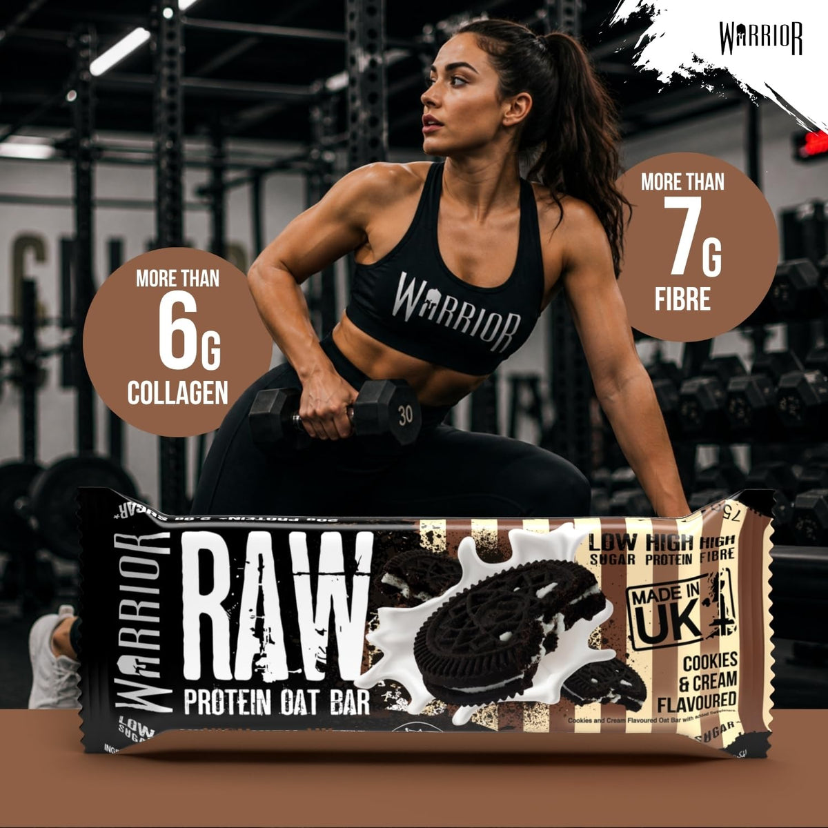 Warrior RAW Protein Bars 12 x 75g High Protein Oat Flapjack Snack