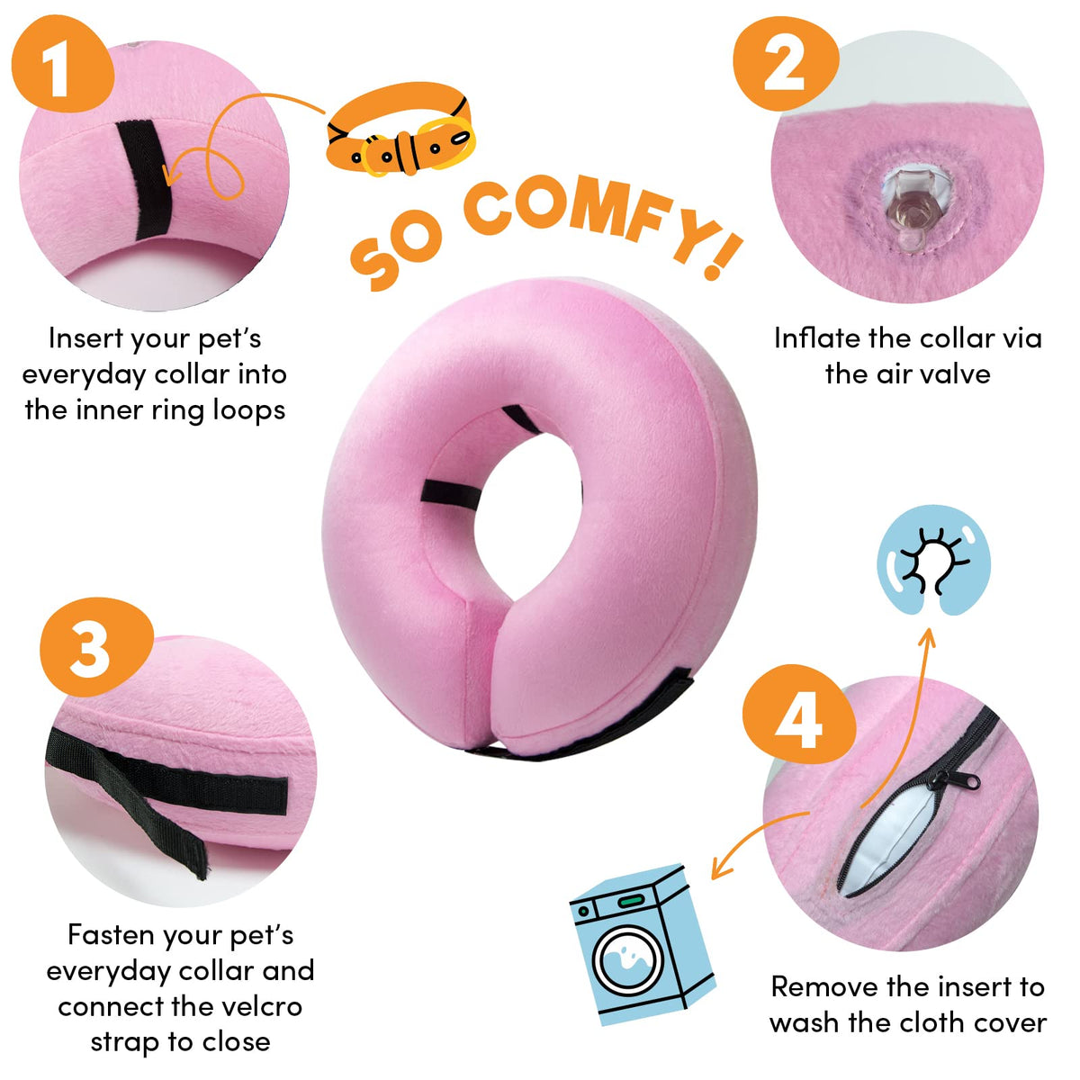 BENCMATE Protective Inflatable Collar for Dogs and Cats - Soft Pet Dog Cone Recovery Collar Does Not Block Vision E-Collar Blue-L