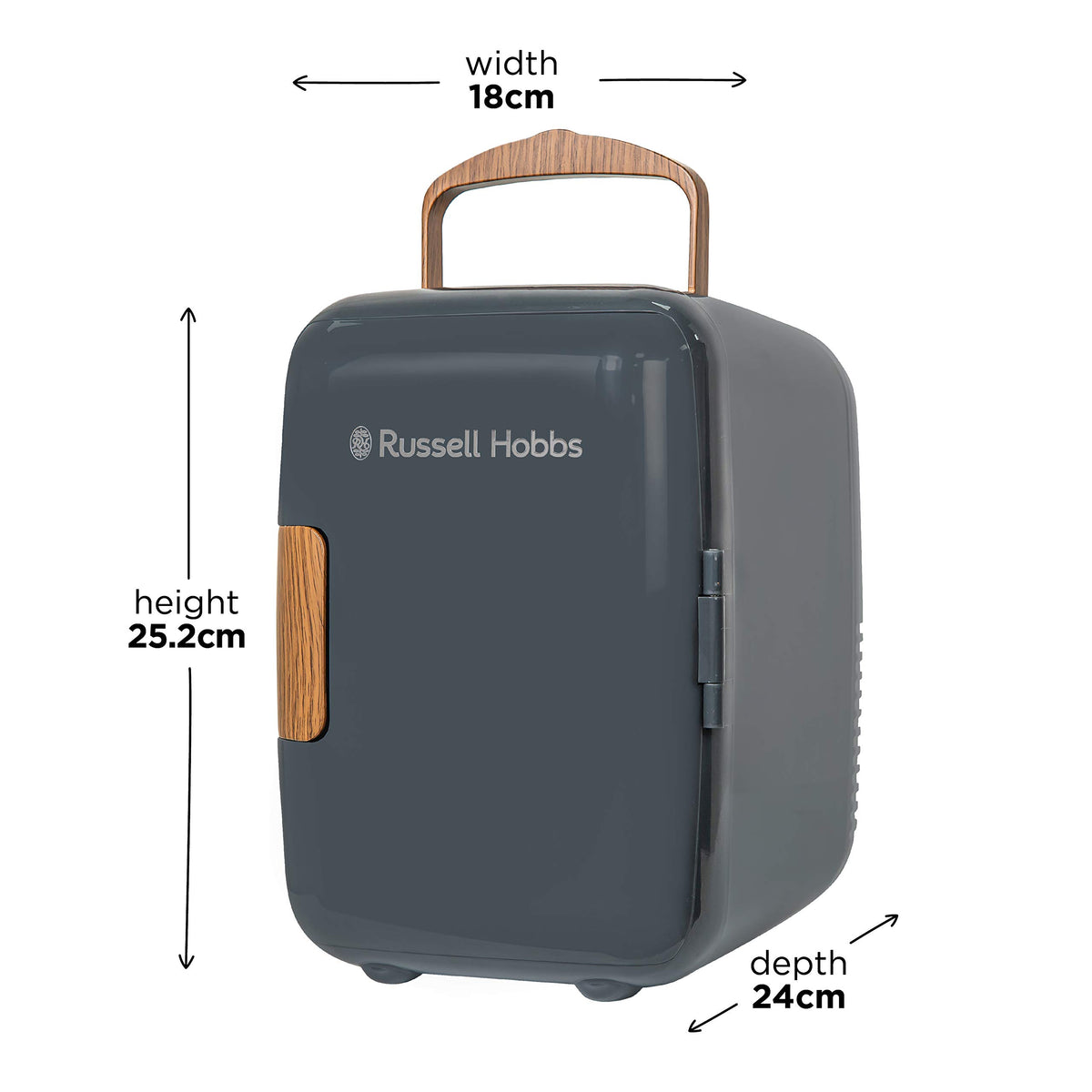 Russell Hobbs RH4CLR1001 4L/6 Can Portable Mini Cooler & Warmer for Drinks, Cosmetics/Makeup/Skincare, AC/DC Power, Retro Style, White, For Bedroom, Home, Caravan, Car