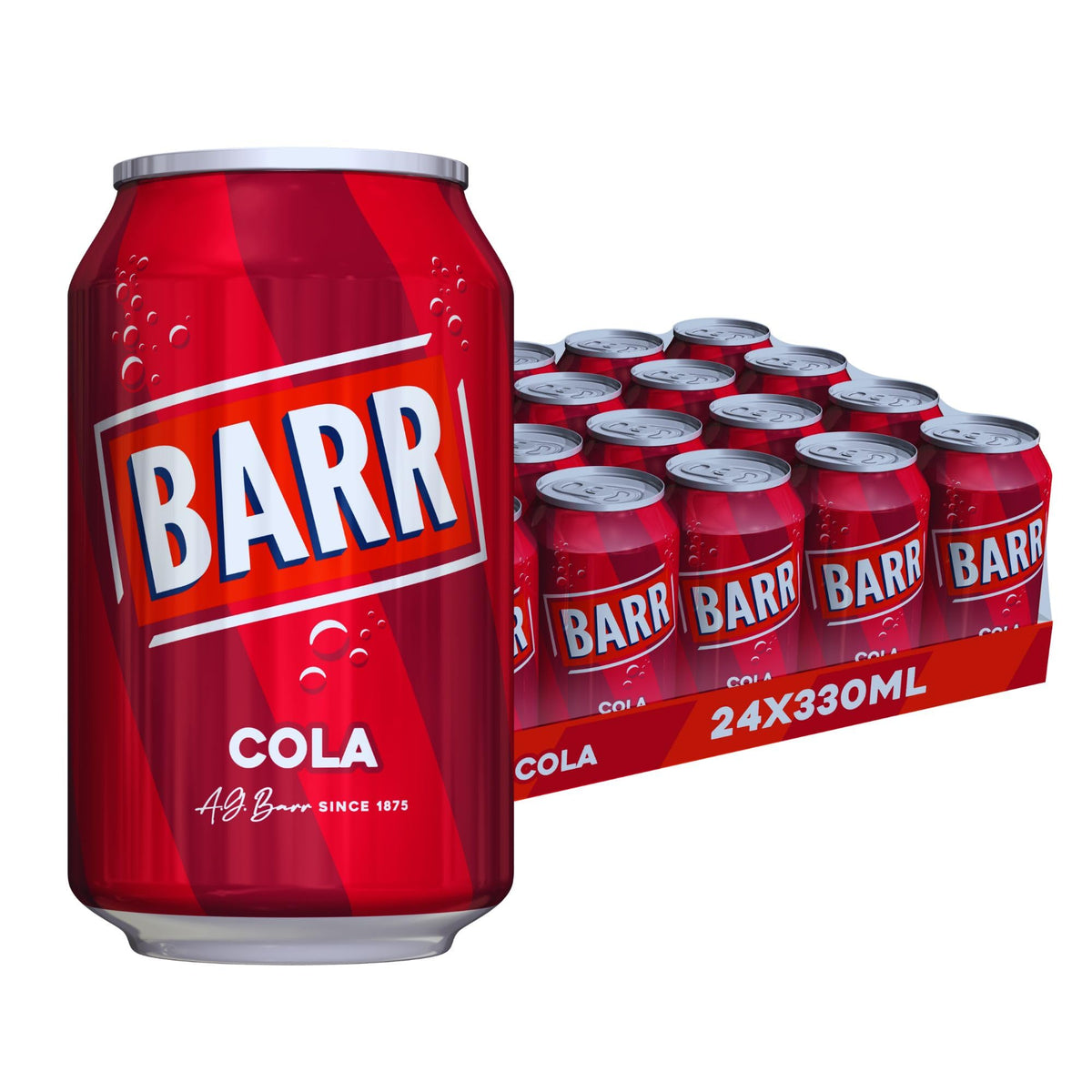 Barr Cream Soda Zero Sugar Sparkling Soft Drink, 24 Pack, 330ml Cans