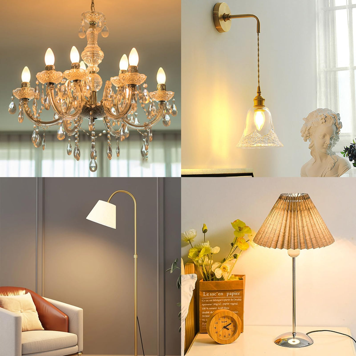 Caldarax E14 Candle Light Bulbs Dimmable, 650LM Warm White 2700K, 230V Clear Glass SES Small Edison Screw Decorative Lamps E14 for Chandelier, Wall Lights, Table Lamps, Pack of 5