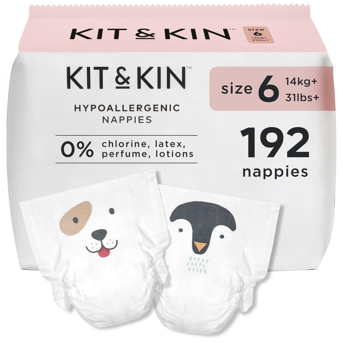 Kit & Kin Premium Baby Nappies Size 4 | 9-14 kgs / 20-31 lbs | Pack of 256 Nappies | Plant-Based Materials On Baby's Skin | Hypoallergenic | Superior up to 12 Hour Leak Protection