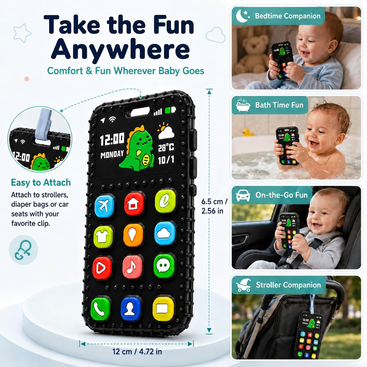 AiTuiTui Baby Teether for Teething Relief Baby Toys 0 3 6 9 12 Months, Sensory Silicone Remote Control Baby Teether Toy for Babies Newborn Infant Boy Girl Autism Toys for Baby Gifts