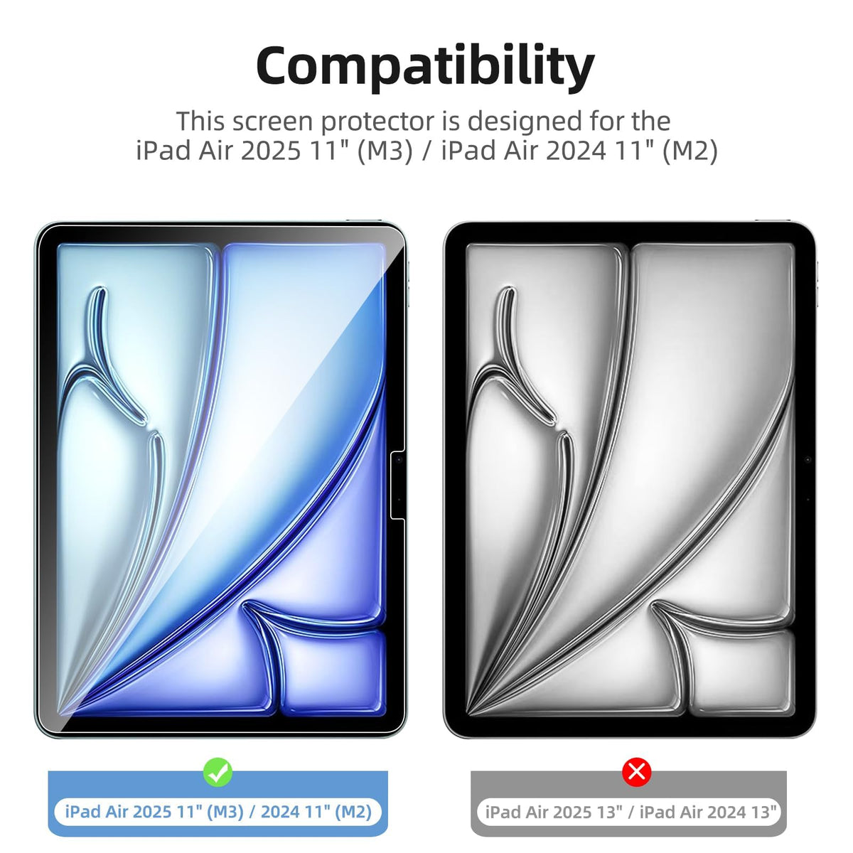 NEW'C for iPad Air 5/4, iPad Pro 11-inch Screen Protector Tempered Glass