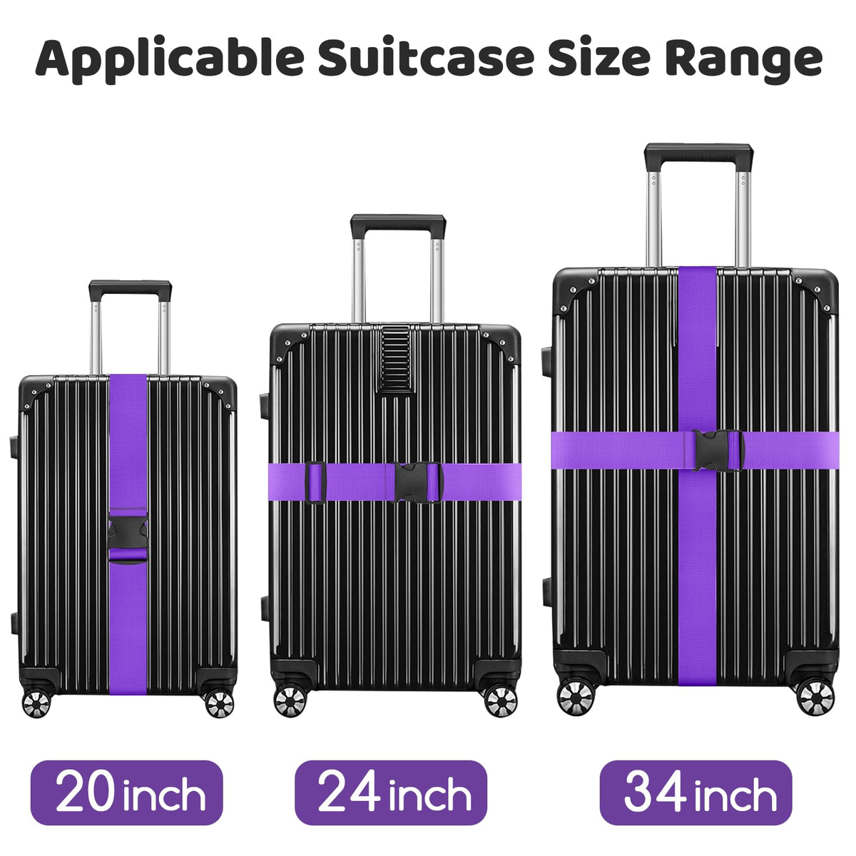 WISYOK Luggage Straps Extended, 4 Pack, 130-250cm Adjustable, Blue Orange