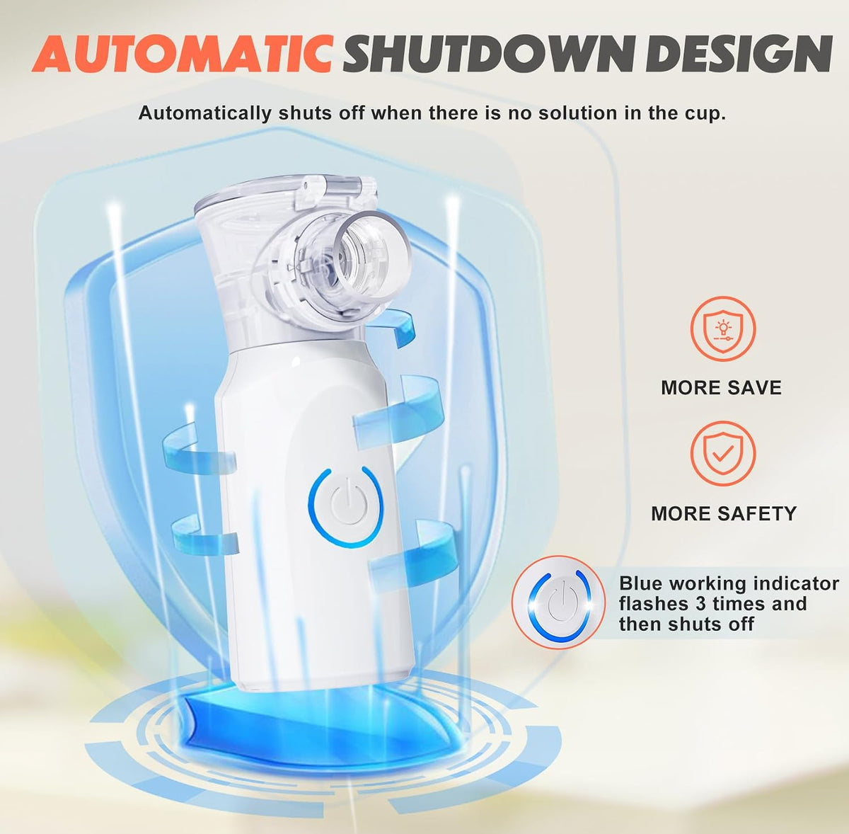 Ultrasonic Nebuliser Machine for Adults, Rechargeable Portable Nebuliser for Adults & Kids, AU YAT Silent Nebuliser for Kids with 2 Masks and Mouthpiece, Handled Nebulizer for Home-Pure White