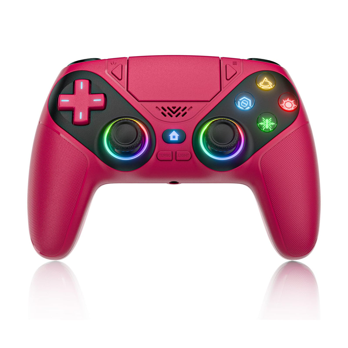 Dinosoo RGB Wireless Controller for PS5/Pro/Slim & PCs, Bluetooth Gamepad with Back Buttons, Touchpad, Macro, Turbo, Dual Vibration, 6-Axis Sensor, Speaker, 3.5mm Audio Jack,White