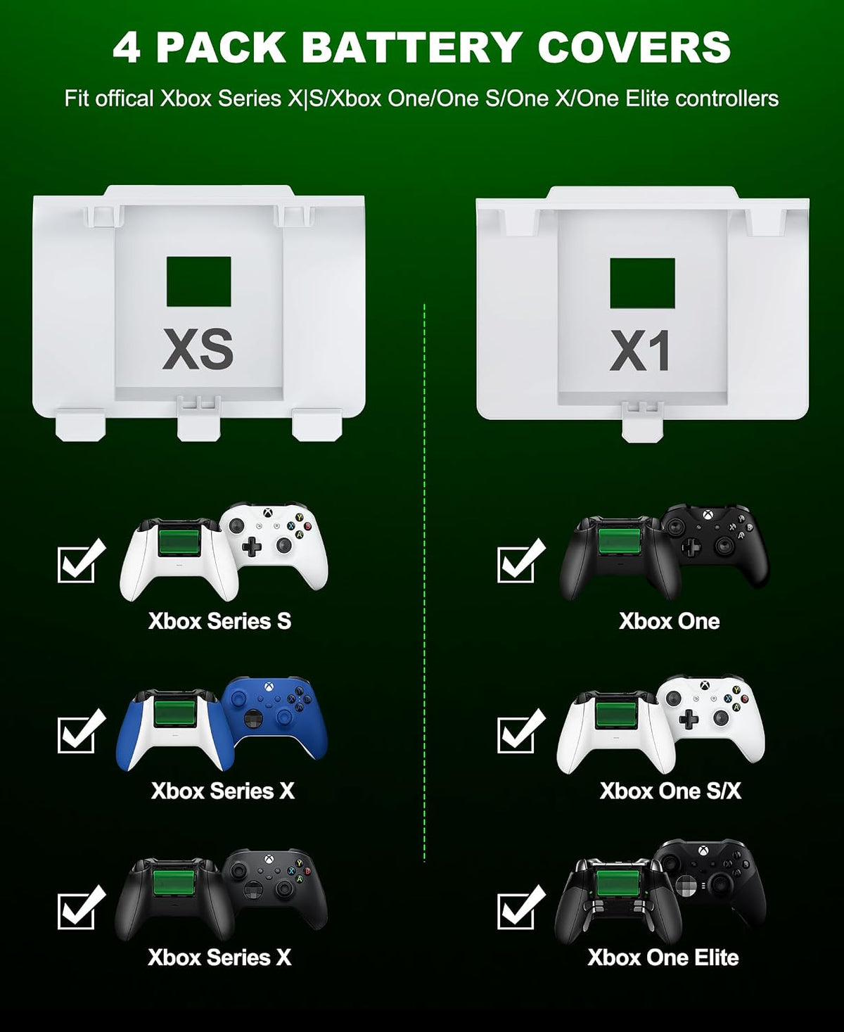 Rechargeable Battery Pack for Xbox Controller, Battery Pack with 2×4800mWh/LED Indicator/12 Hours Playtime,Play and Charge Kit for X-box One/S/X/Elite, Xbox Series S/X Interactive Gaming Figures