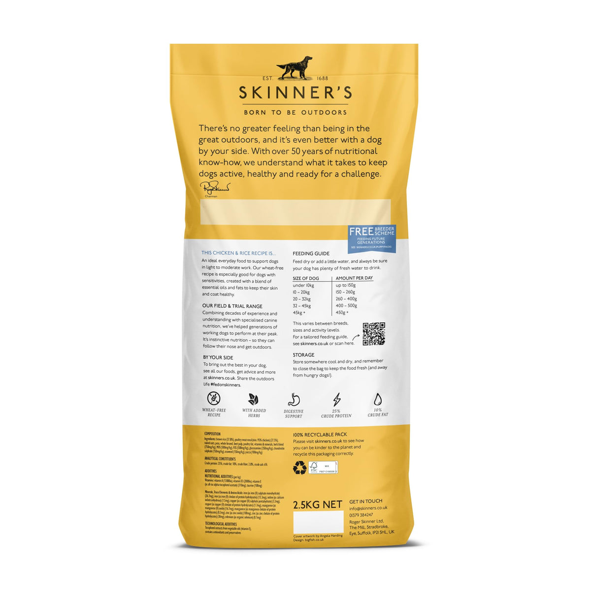 Skinner’s Field & Trial Chicken & Rice – Complete Dry Adult Dog Food, Sensitive, Gentle Digestion, 15kg