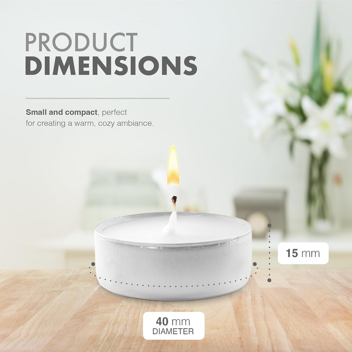 delka Unscented Tea Lights White- Long-Lasting 8 Hour Burn Time-Smoke-Free Bright Flame -Ideal for Weddings, Events, Aromatherapy, Home Décor, and Emergency Use-Premium Quality (White, Pack of 100)