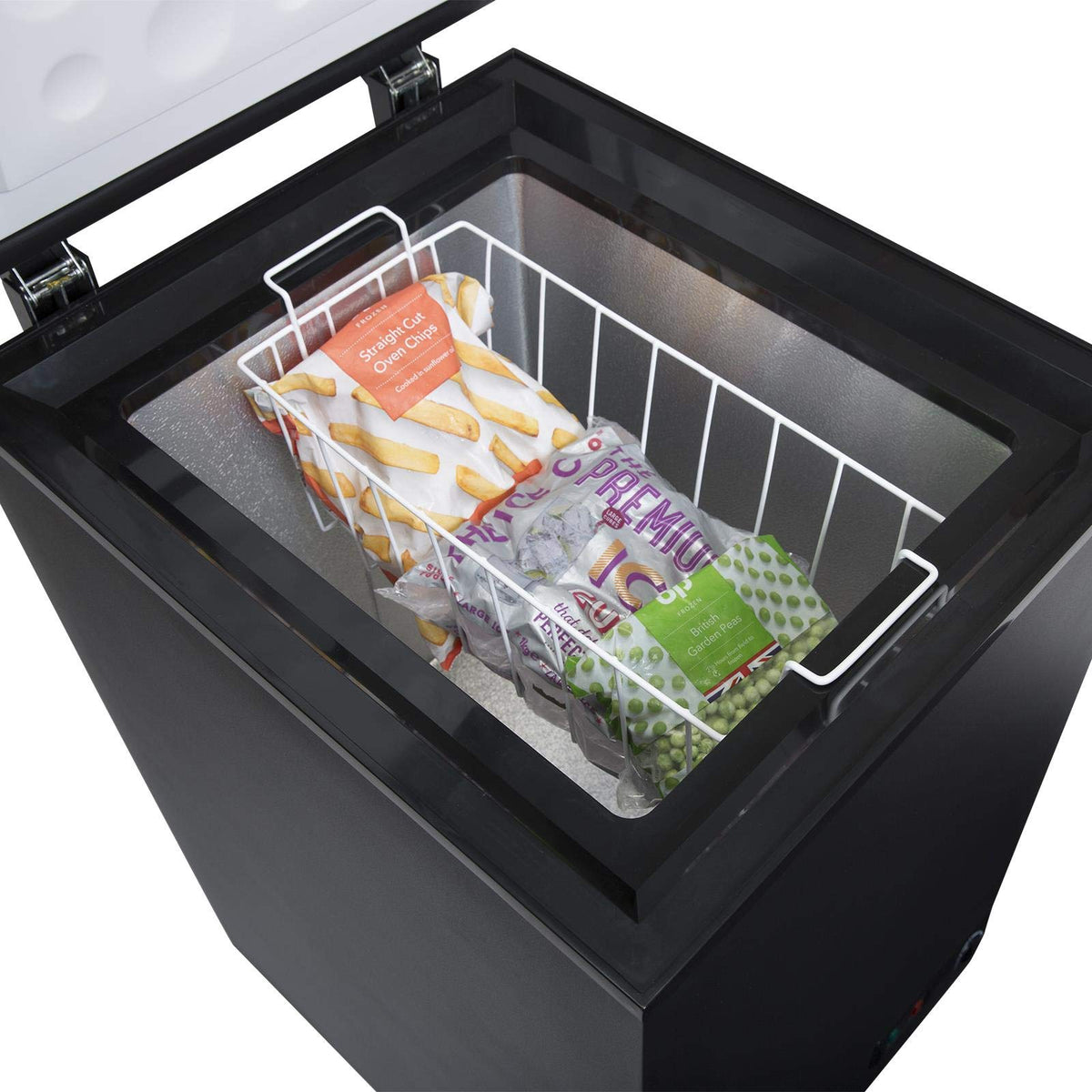 SIA Chest Freezer 80L, Removable Wire Basket, Freestanding, White, CHF100W