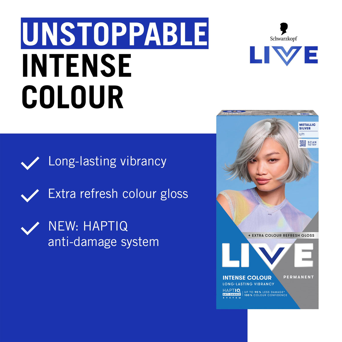 Schwarzkopf LIVE Intense Colour Hair Dye, 099 Deep Black