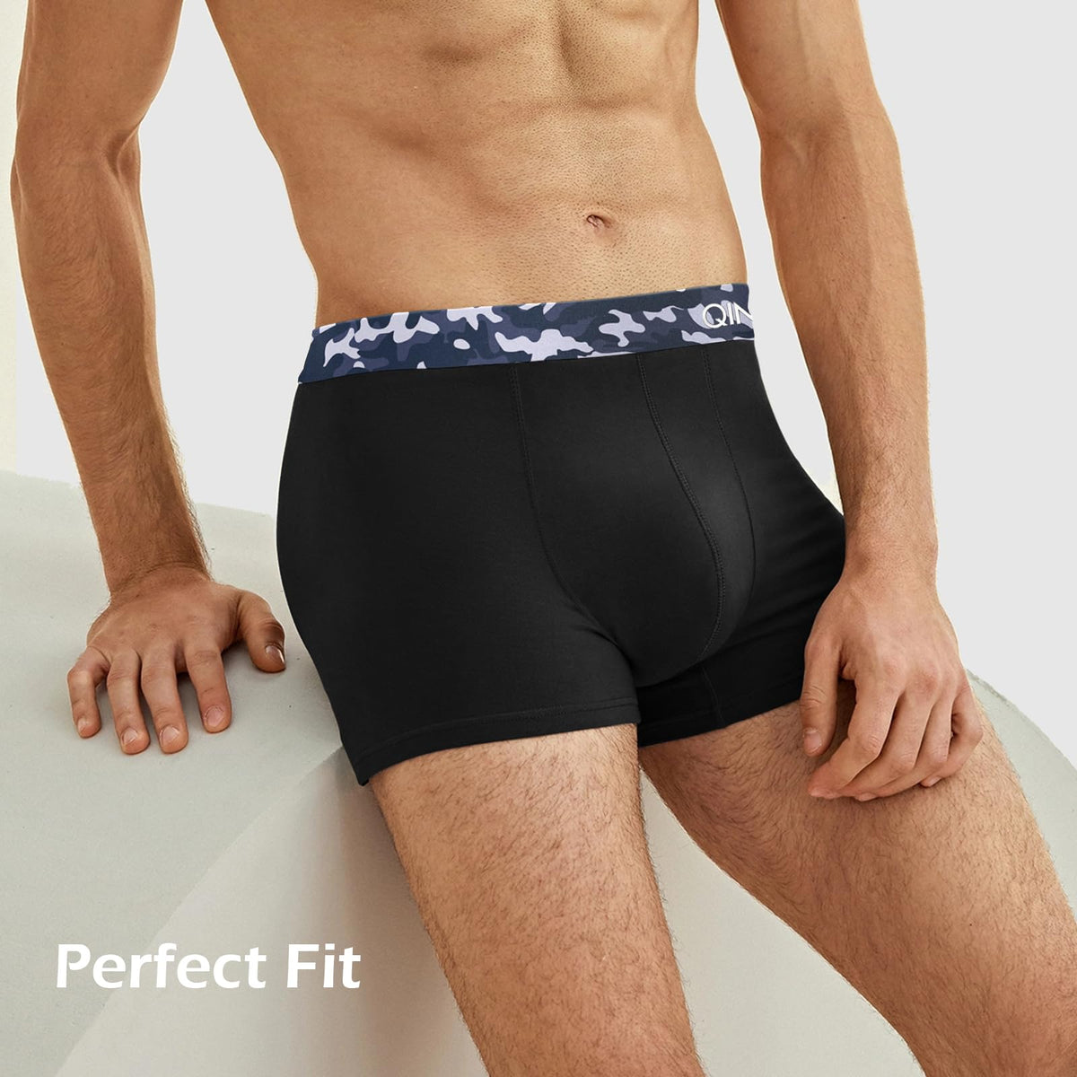 QINCAO Mens Boxers Briefs 6 Pack Combed Cotton Tagless Soft & Slim Fit