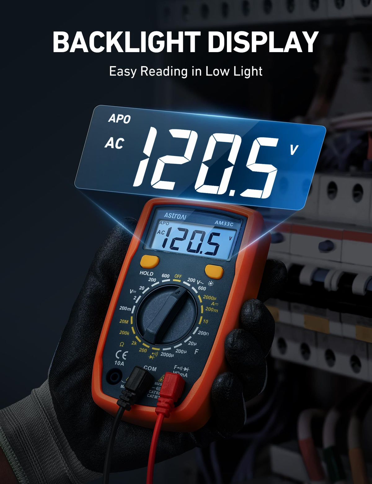 AstroAI Digital Multimeter 2000 Counts with Backlit LCD for DIY Home, Black