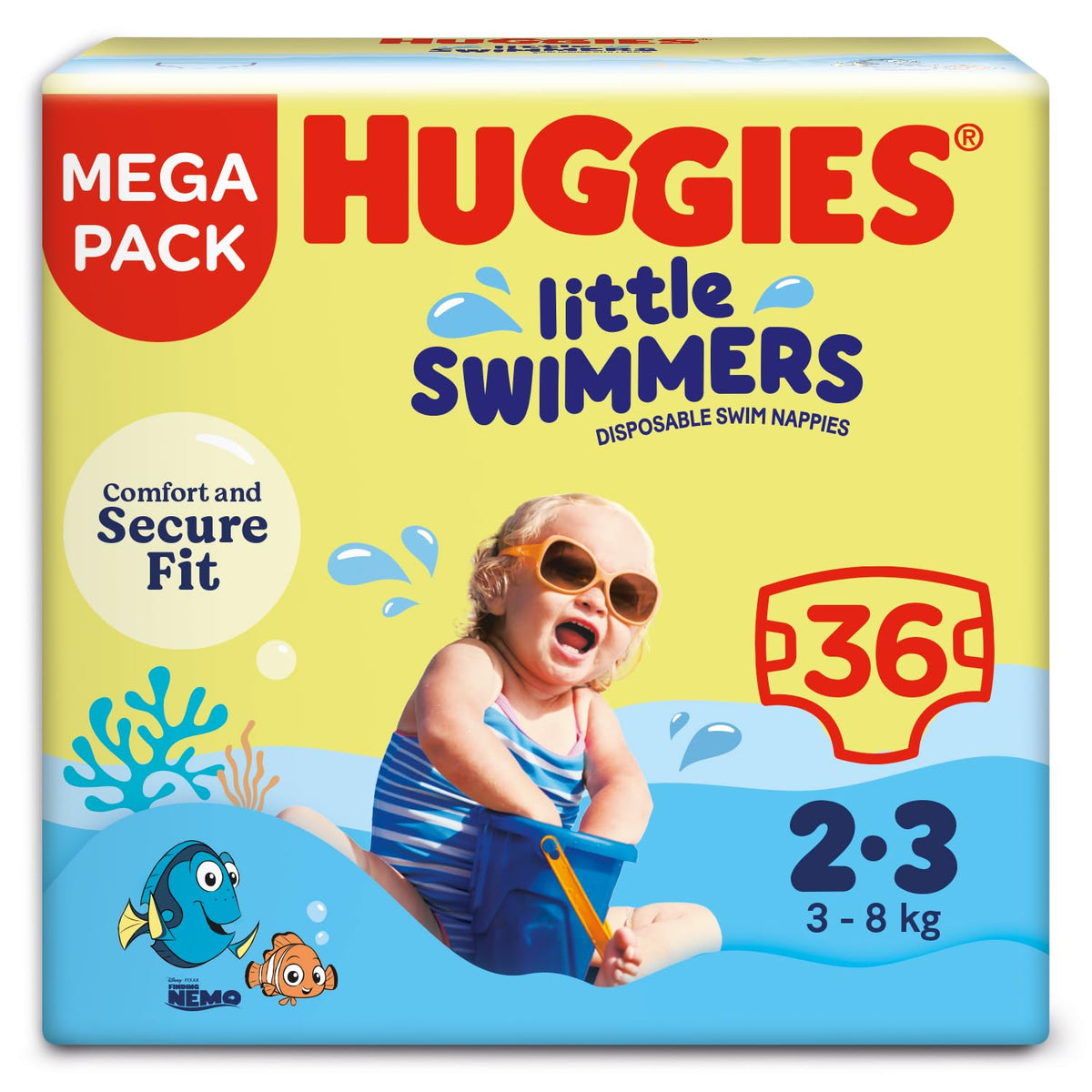 Huggies Little Swimmers, Swim Nappies, Size 5-6 - 33 Pants - Maximum Protection Swimming Nappies with Leak Guards - All-Round Stretchy Waistband