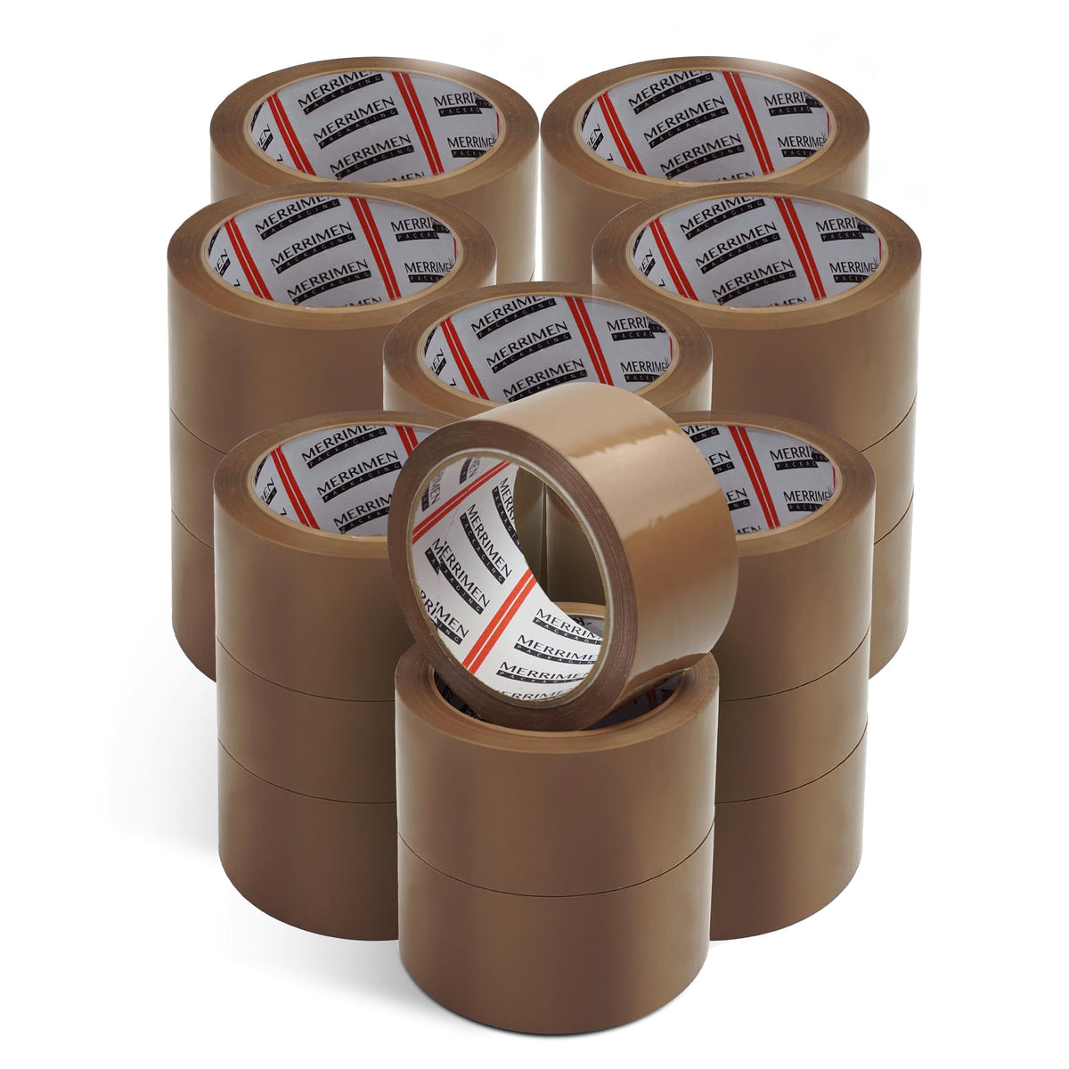 Merrimen Strong Heavy Duty Mixed Roll Pack Packaging Tape, Secure Sticky Sealing Tape for Parcel Boxes, Moving Boxes, Large Postal Bags for Long Term Storage, (48MM x 66M) (3 rolls, Mixed)