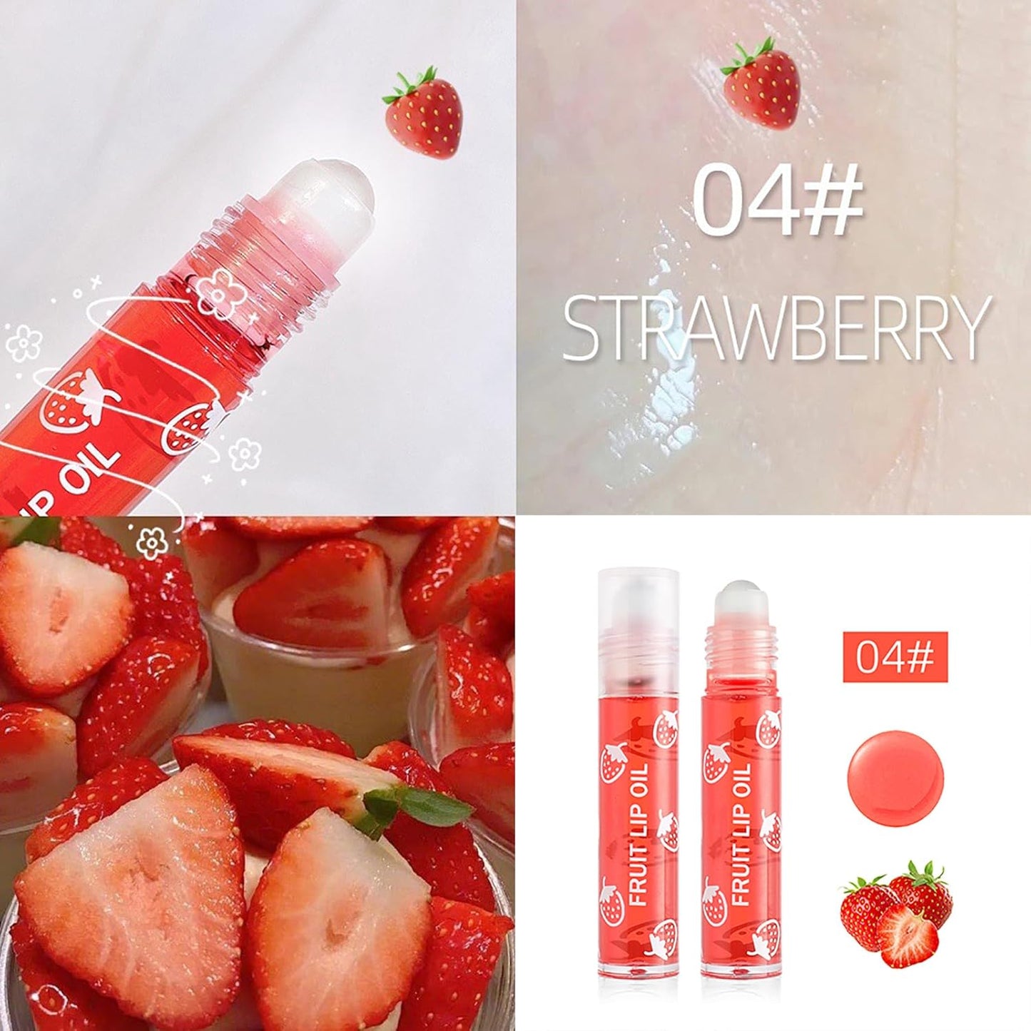Girls Roll On Lip Gloss Set with Case, 4 Pcs Glossy Lip Make up for Kids and Teens Fruity Flavors, Kid Friendly, Party Gift, Best Friends