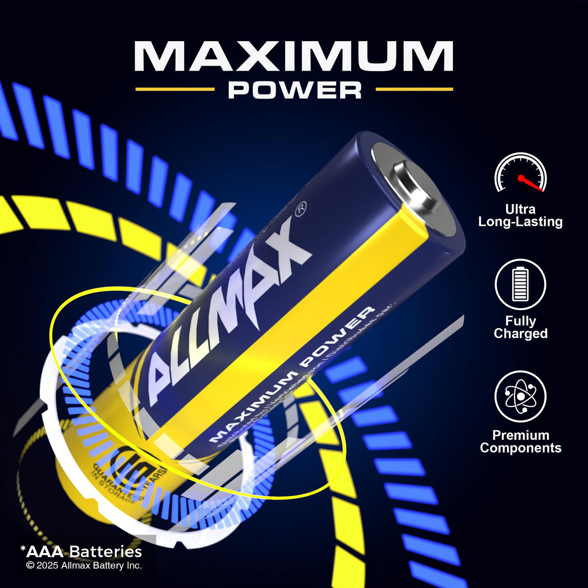 Allmax AAA (LR03) Maximum Power Alkaline Batteries (12 Count) – 1.5V