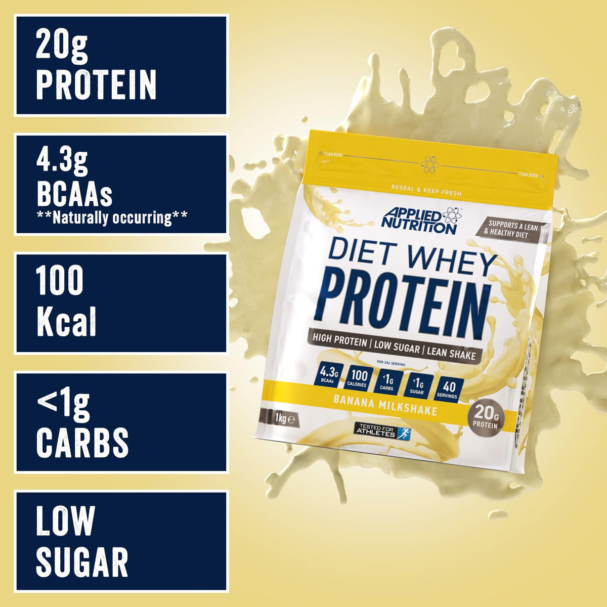 Applied Nutrition Diet Whey - High Protein Powder Supplement, Low Carb & Sugar, for Weight Management with CLA, L Carnitine, Green Tea (450g - 18 Servings) (Vanilla)