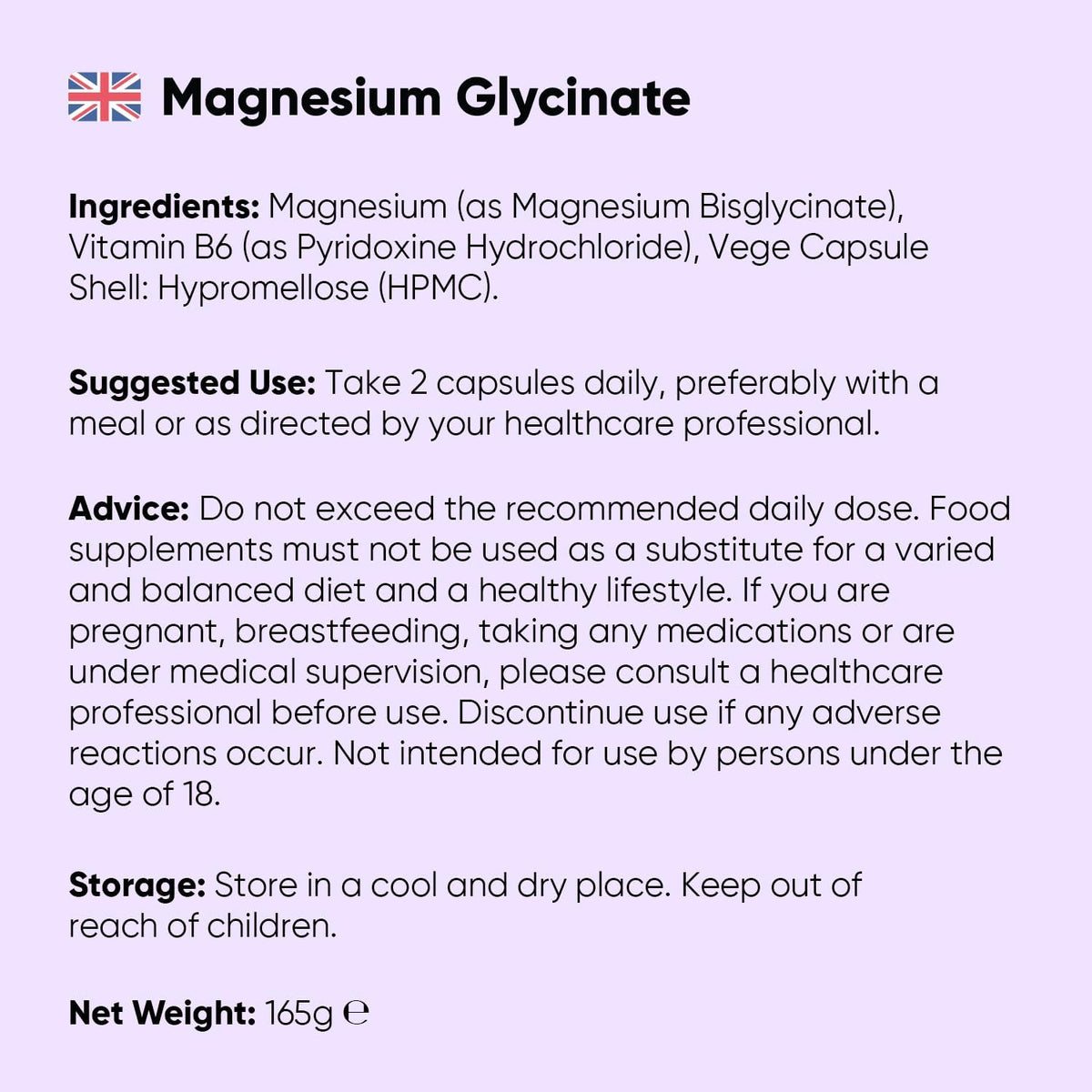 Magnesium Glycinate 1422mg - with Vitamin B6-180 Vegan Capsules