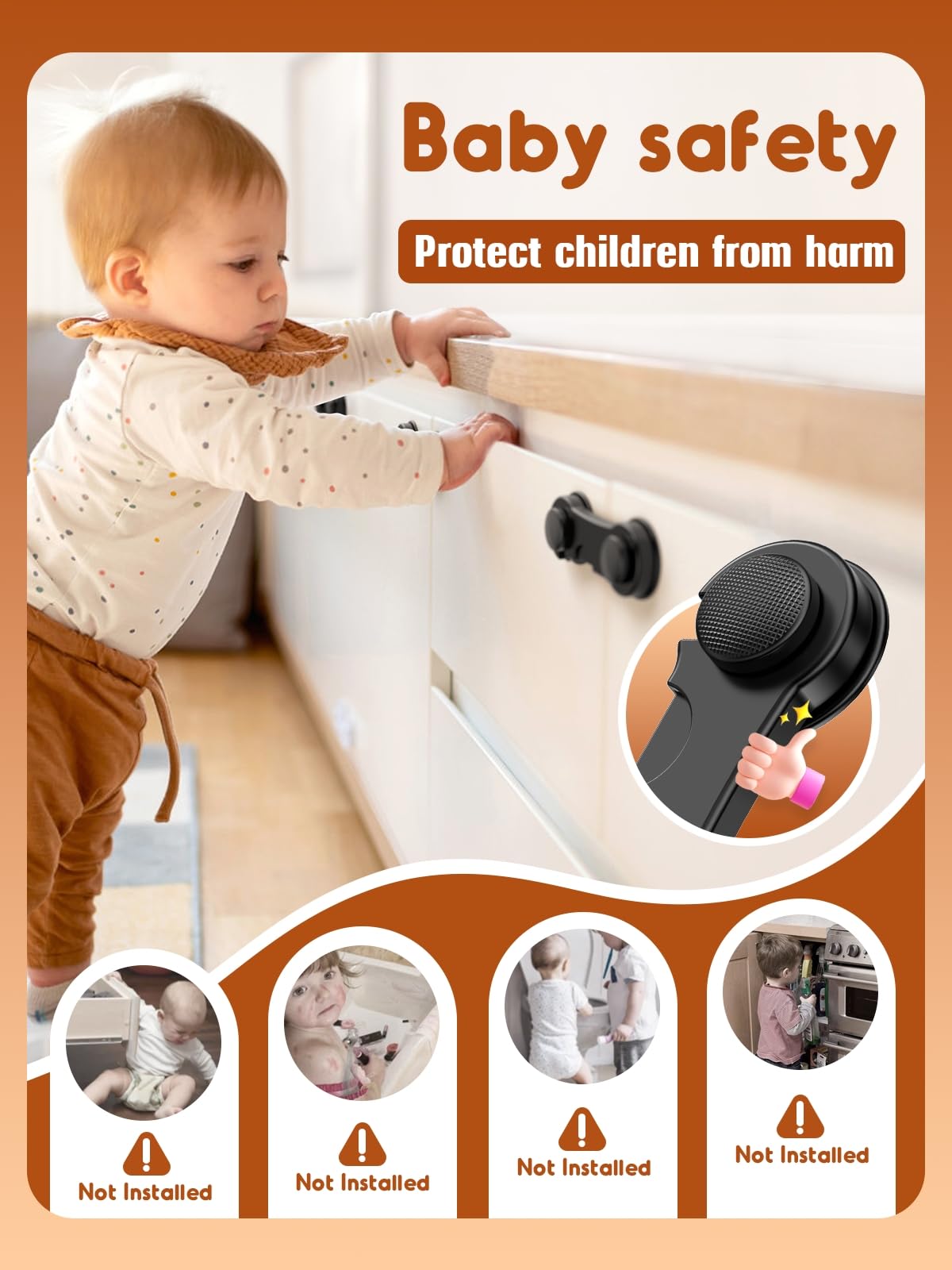 Cupboard Locks for Children 12 Pack - White