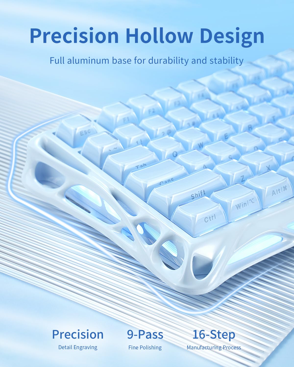 GravaStar Mercury K1 Mechanical Keyboard with Aluminium Frame, 75% Wireless Gaming Keyboard, Hot Swap Custom Keyboard with Button, Gasket, RGB Tri-Mode Keyboard, PBT Keycaps, 8000 mAh White