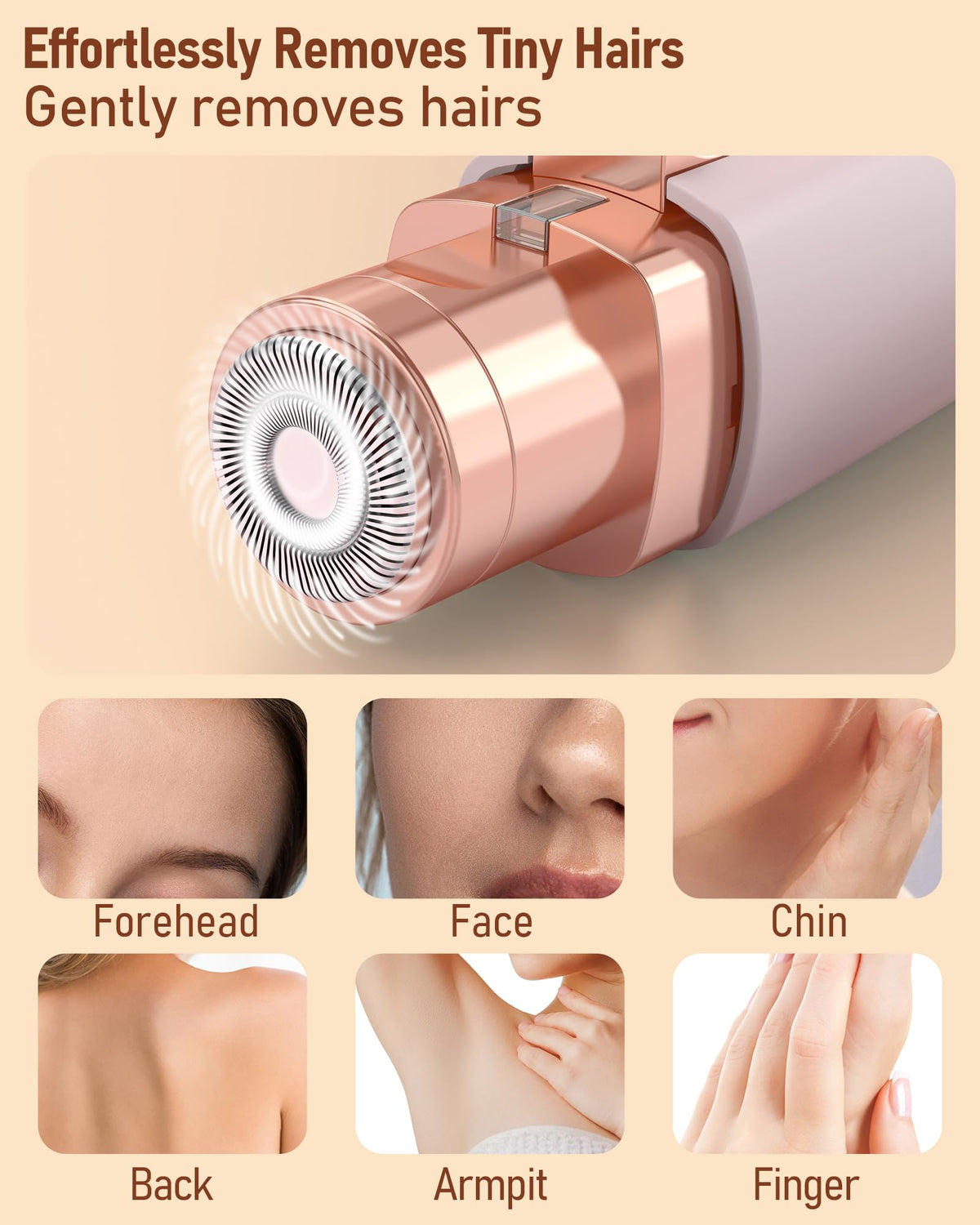 Eyebrow & Facial Hair Trimmer for Women: 2 in1 Rechargeable Facial Hair Removal and Eyebrow Shaver, Painless Shaving with Built-in LED Light - Perfect for Face, Lips, and Body
