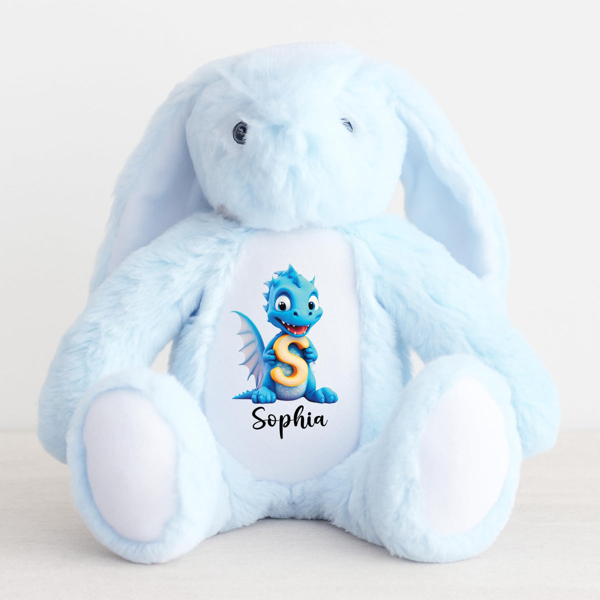 Crafted Memories - Personalised Teddy | Velveteen Bunny Soft Toy | Customisable Name for Newborns | Keepsake for Boys & Girls | Baby Shower Item | Pink Initial | Grey or White, 20-23cm