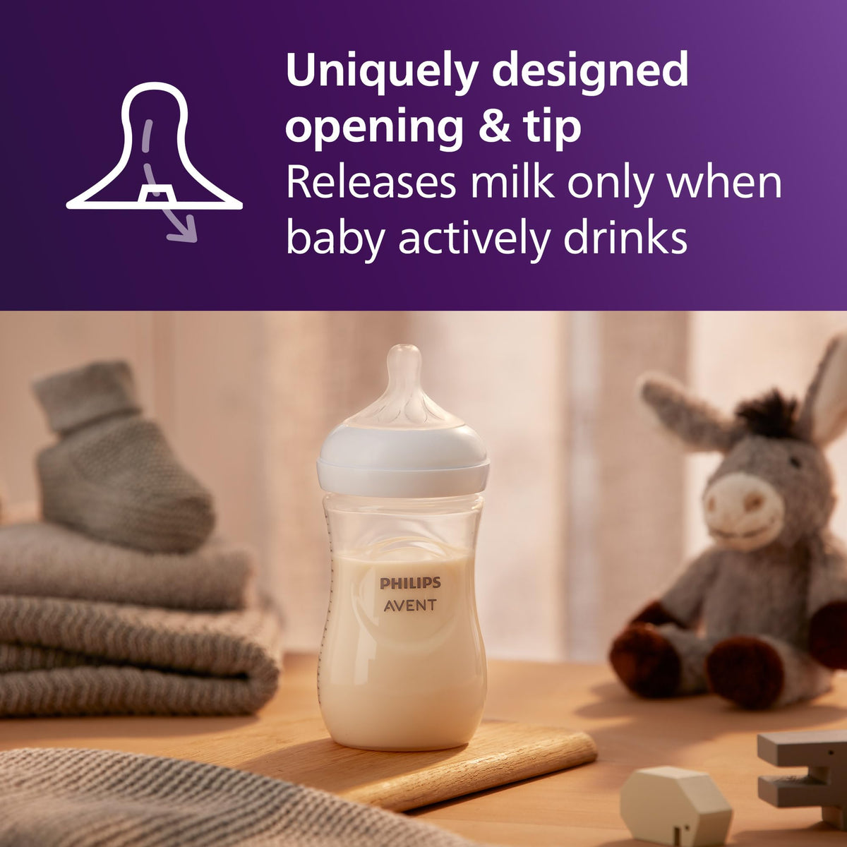 Philips Avent Natural Response Baby Bottle - 125ml Baby Milk Bottle for Newborns and Up, BPA Free, 0+ Months (Model SCY900/01)